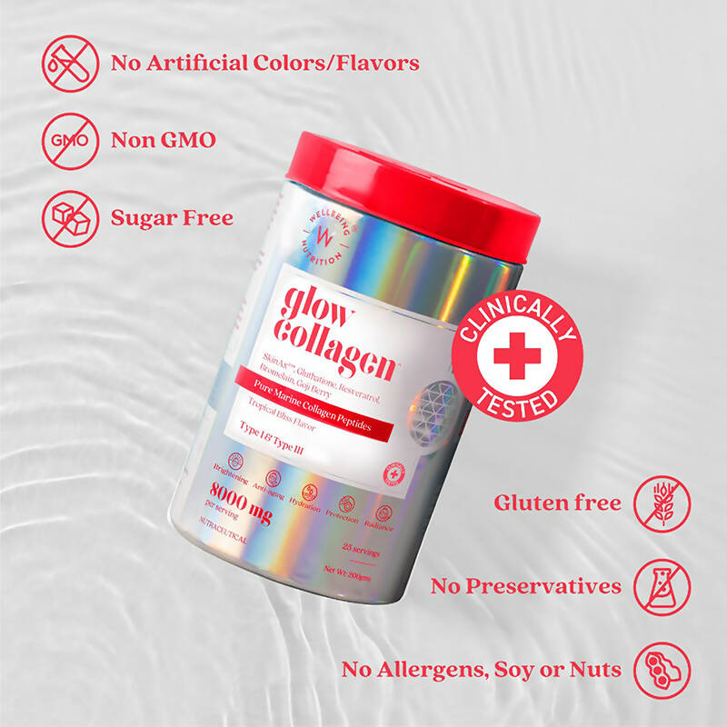 Wellbeing Nutrition Glow Korean Marine Collagen Peptides-Tropical Bliss Flavor - Grab2buy