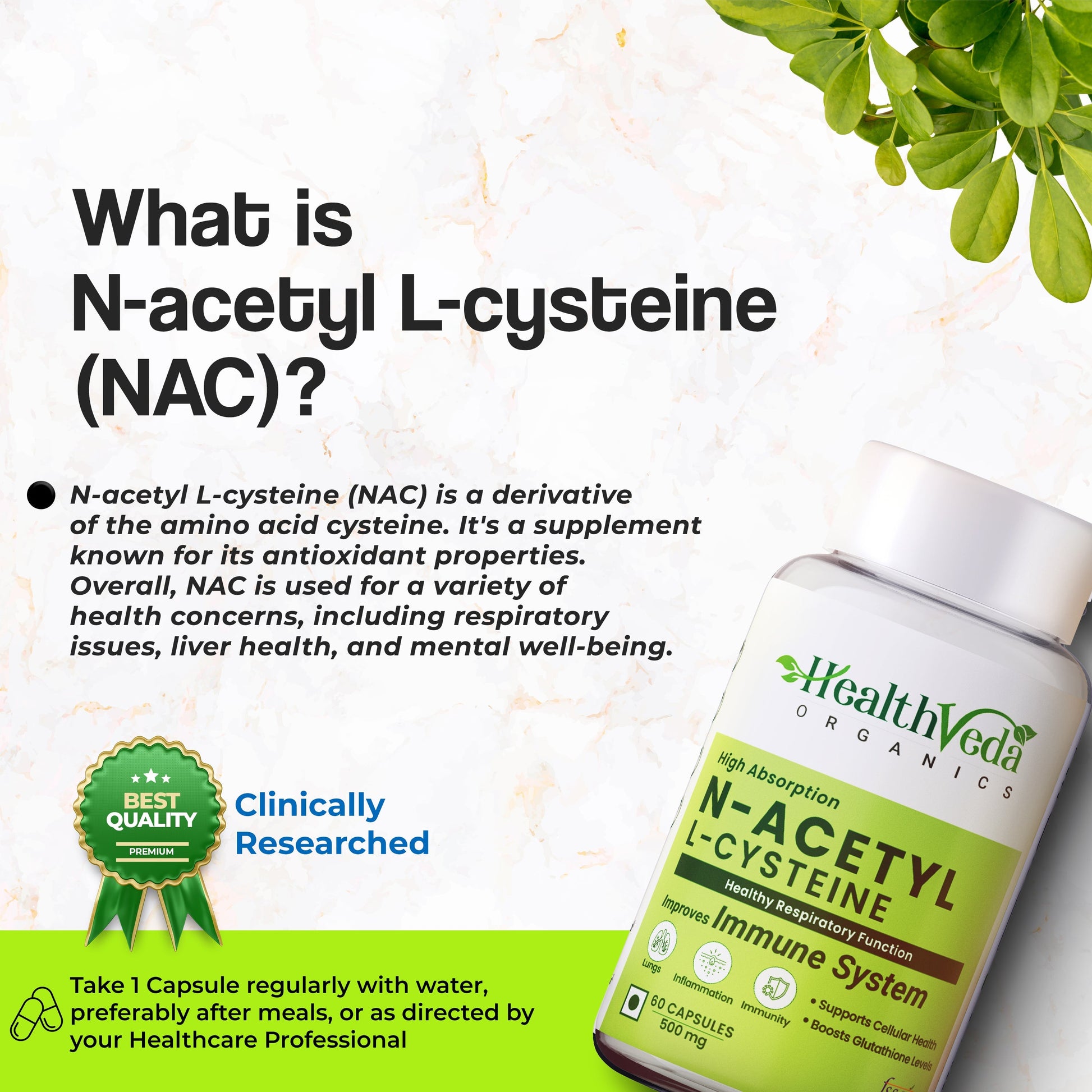 Health Veda Organics N - Acetyl L - Cysteine Veg Capsules Health Veda Organics