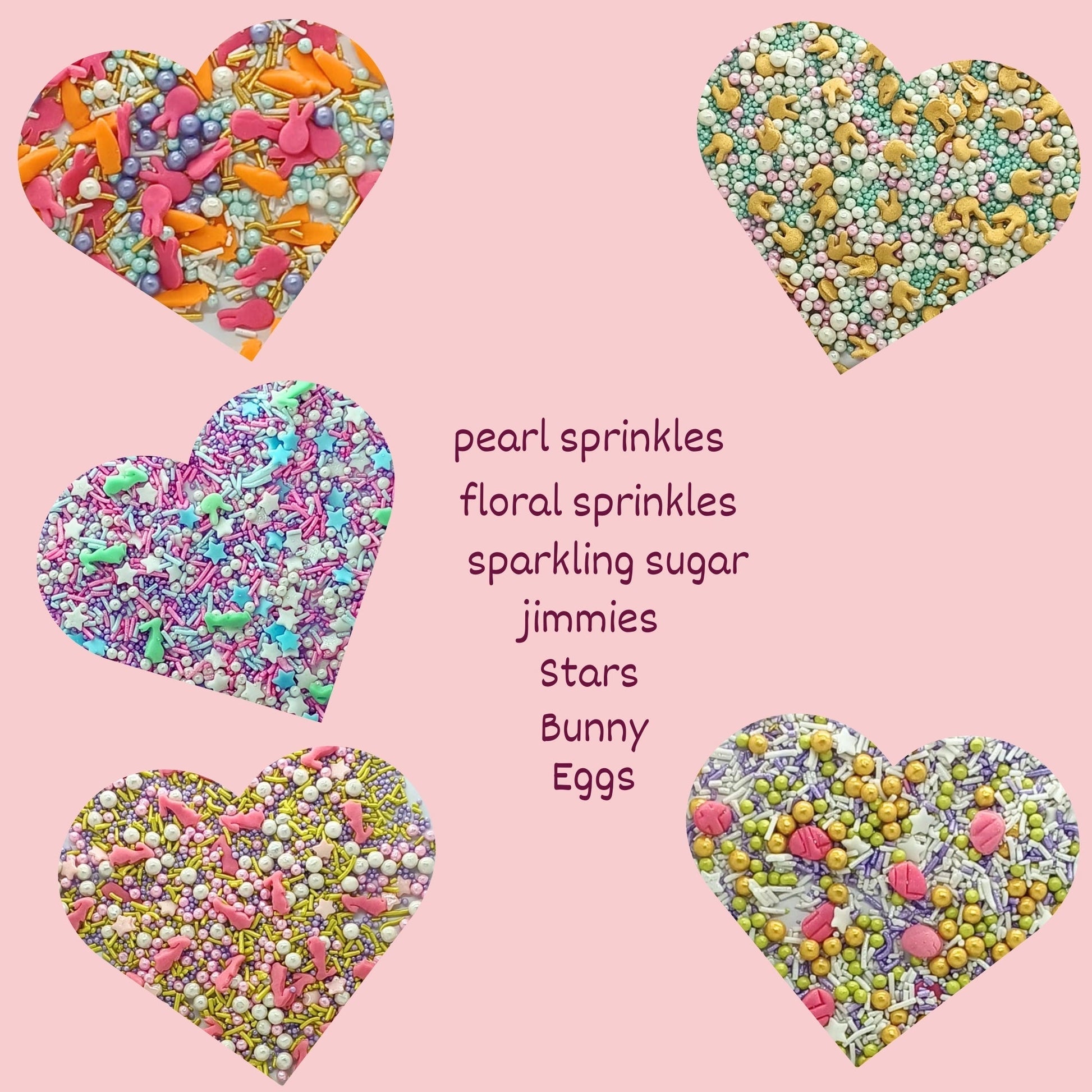 Confect Spring Sprinkles |  5 White, Pink and Sky Blue Pearls & Stars Pack of 5 (EAST 6) - 100Gms