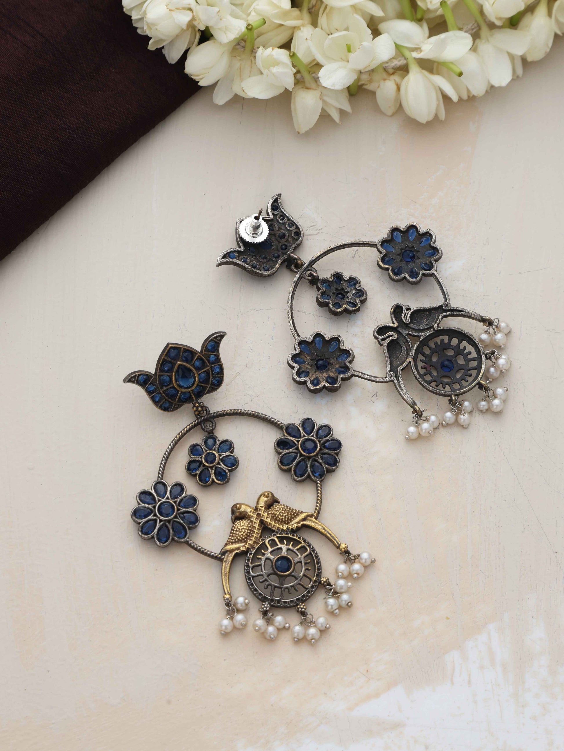 trueBrowns Silver Tone Chandbali Earrings Truebrowns Lifestyle