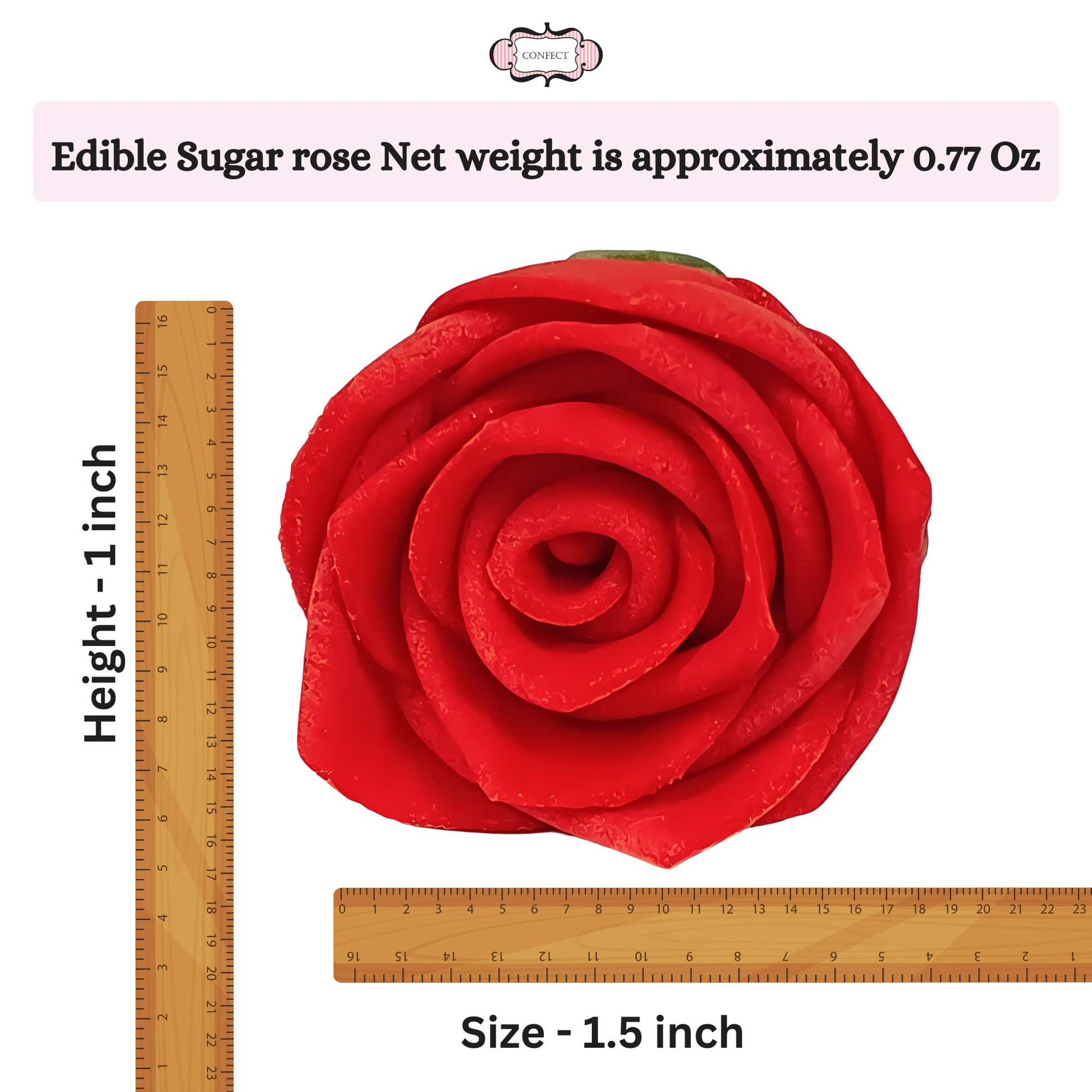 Confect Red Rose | Edible Sugar Roses Topper