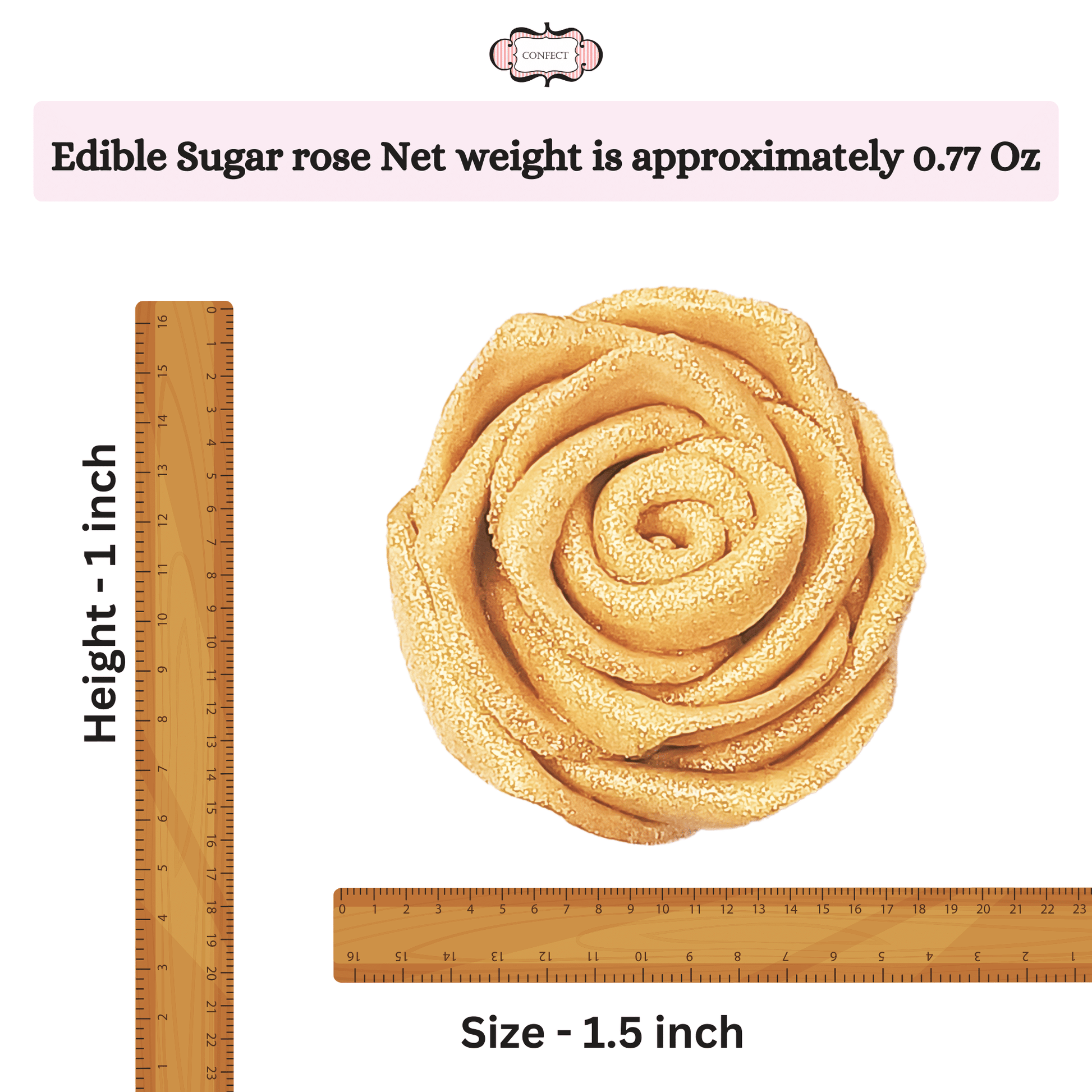 Confect Champagne Gold | Edible Metallic Sugar Roses Topper