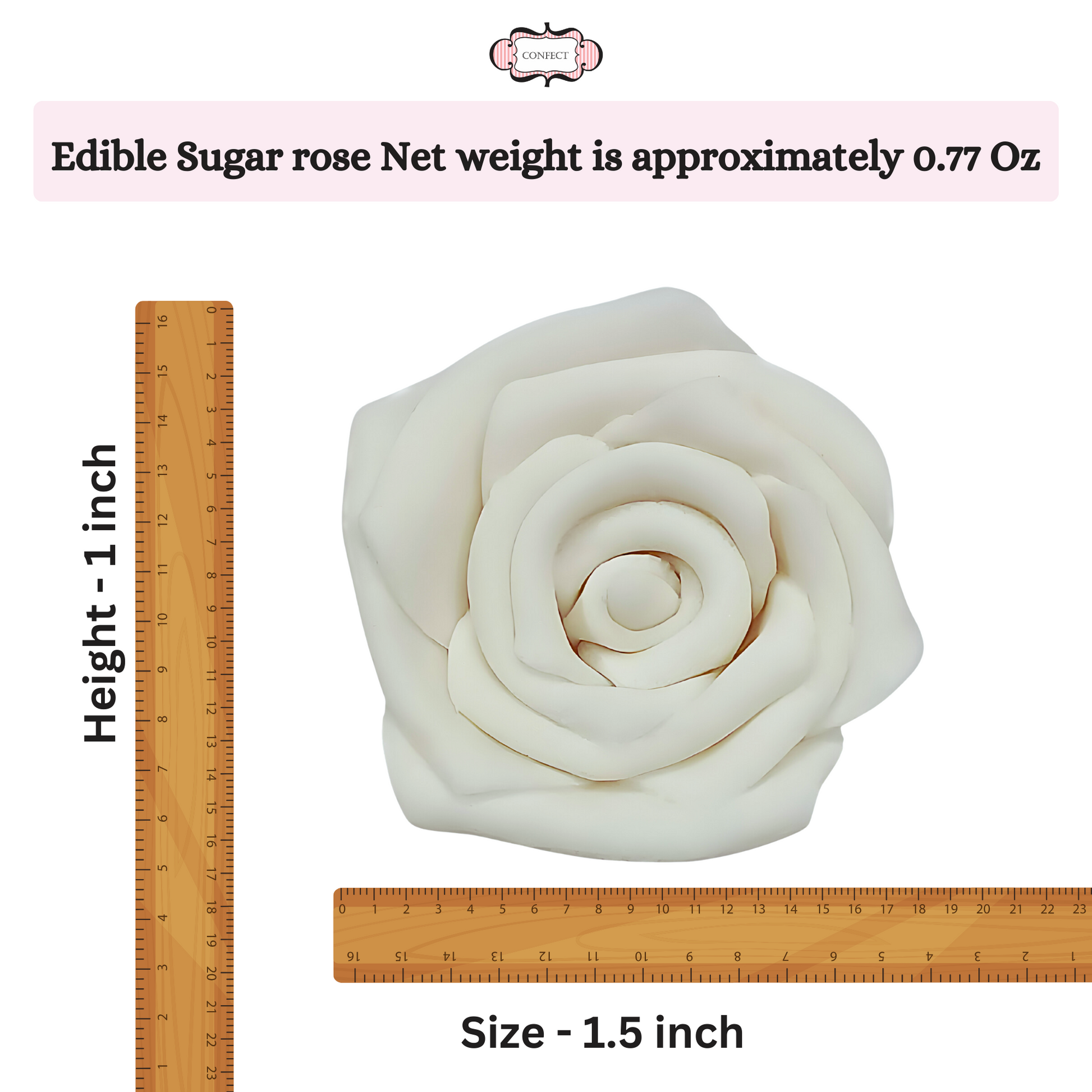 Confect Venison White Princess | Edible Sugar Roses Topper