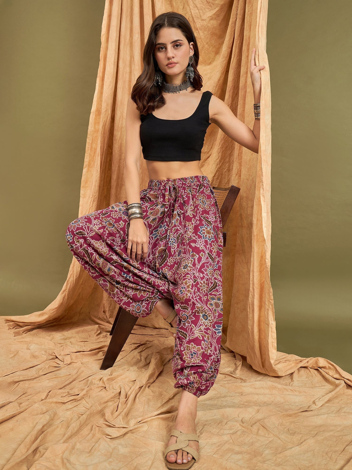 InWeave Burgundy Big Jaal Harem Pant 