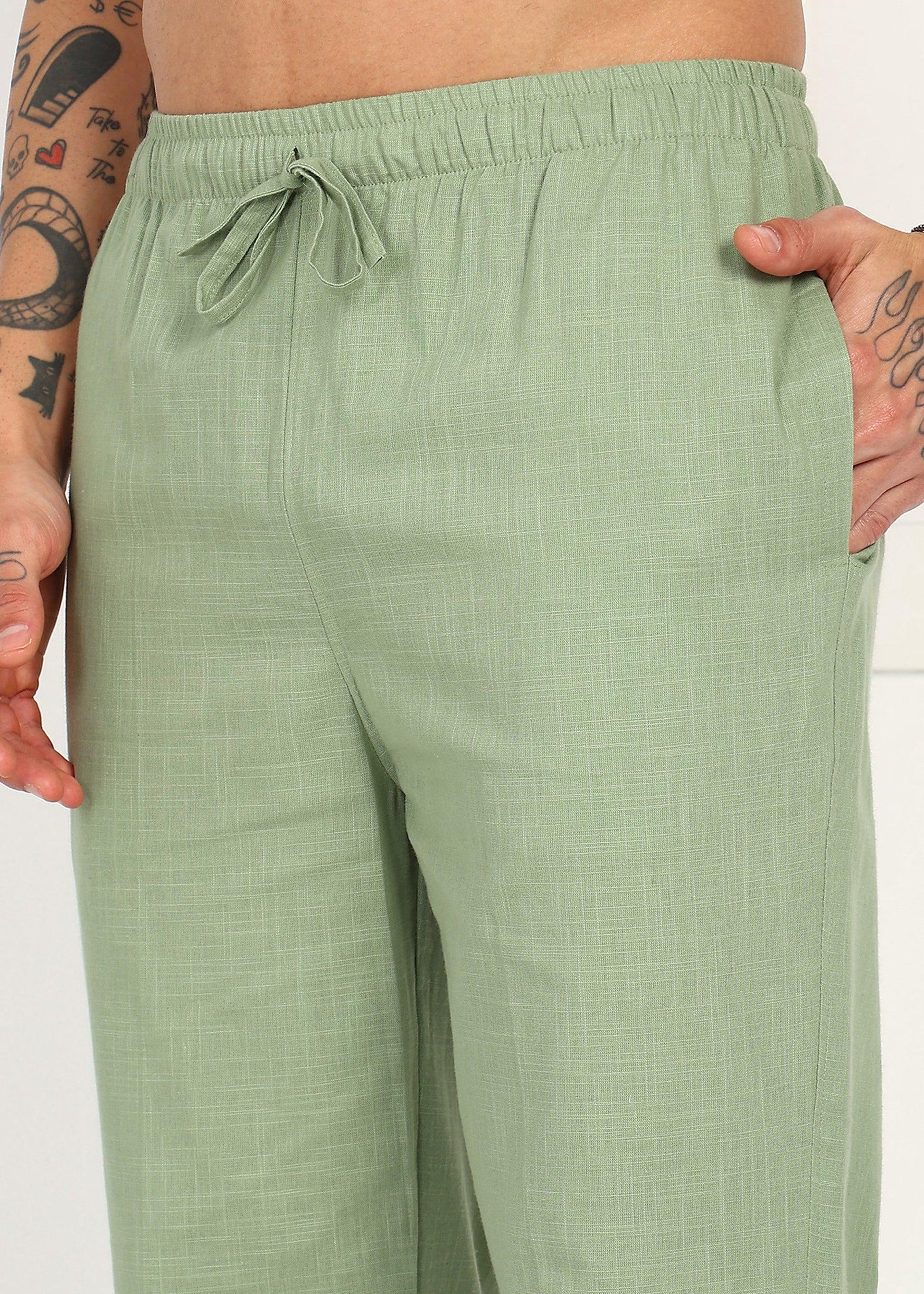 Fabmade Sage Linen Relaxed Trousers