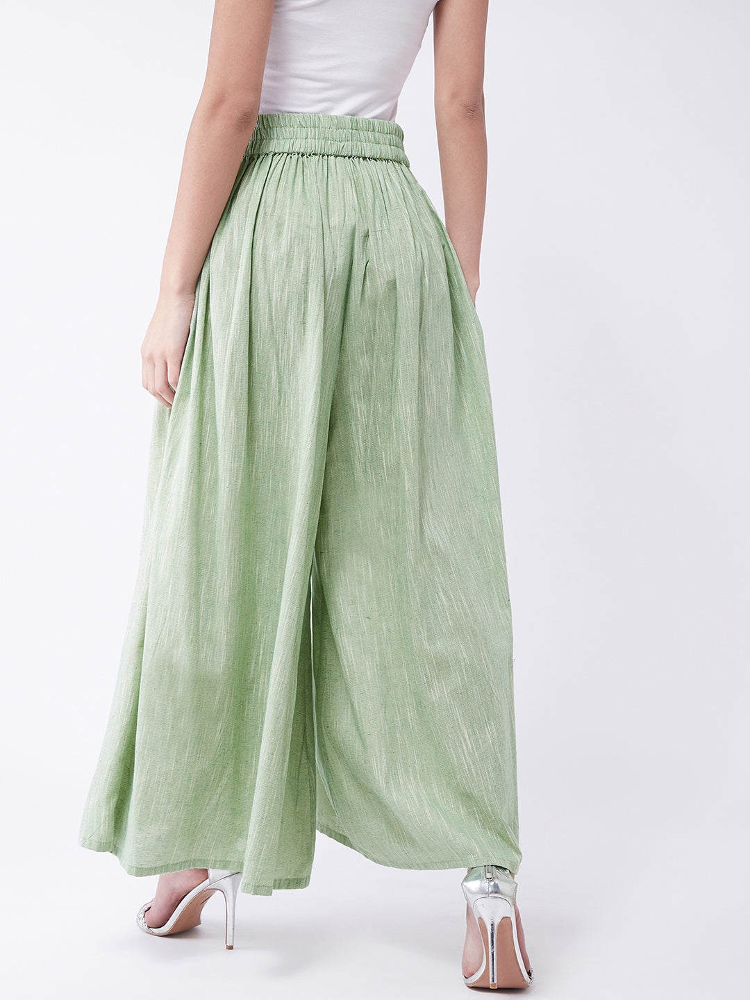InWeave Women's Green Handloom Palazzo 