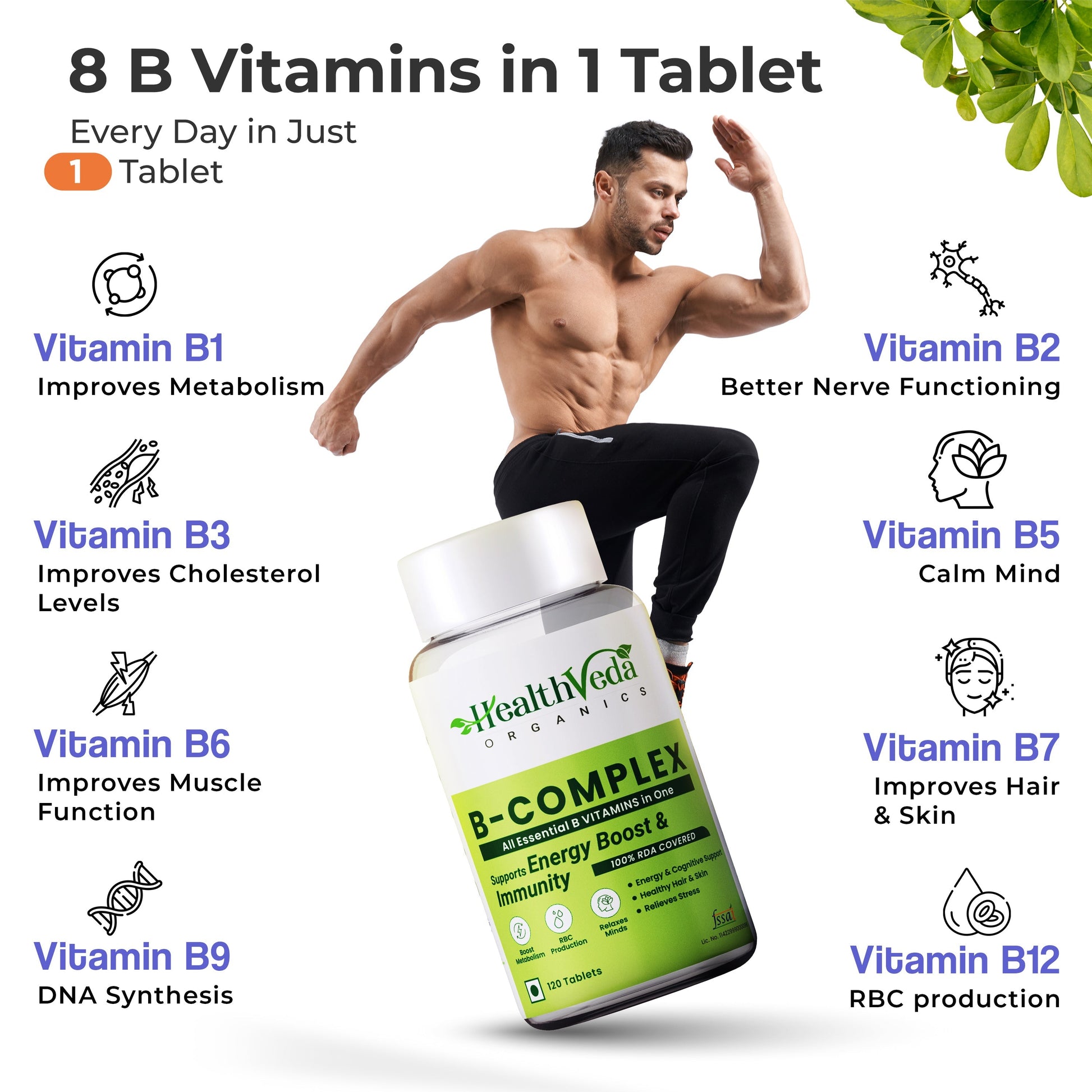 Health Veda Organics Plant Based B-Complex Tablets 