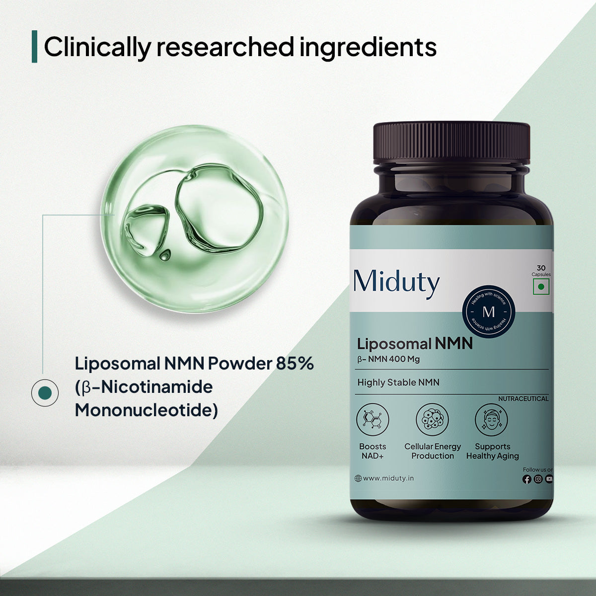 Miduty by Palak Notes Liposomal Glutathione 85% Capsules 