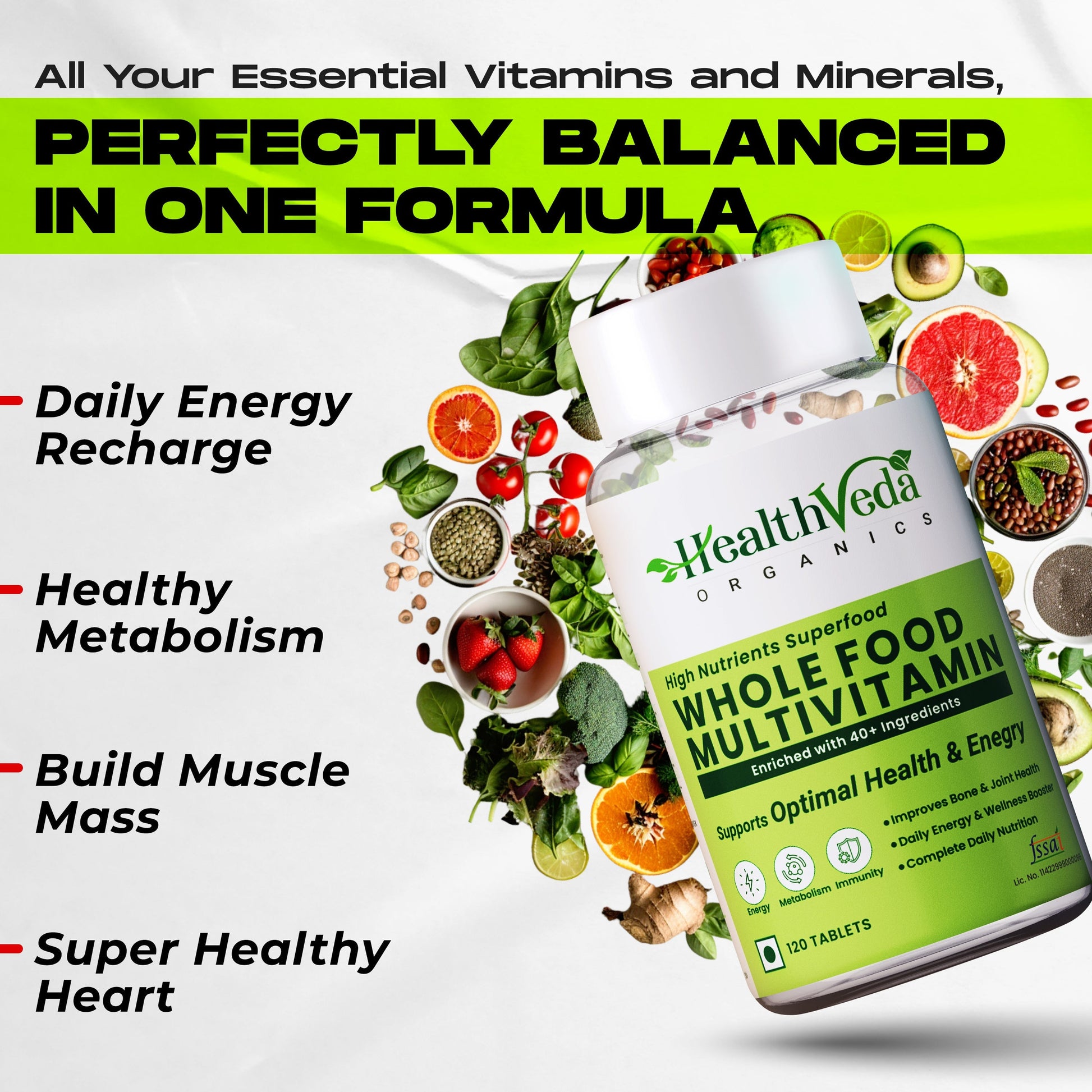 Health Veda Organics Whole Food Multivitamin Veg Tablets 