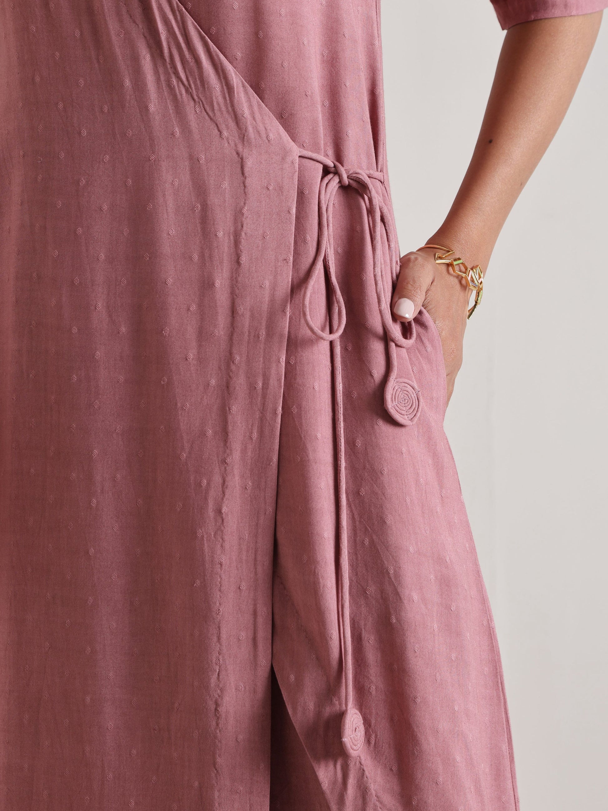 trueBrowns Mauve Angrakha Kurta Set 
