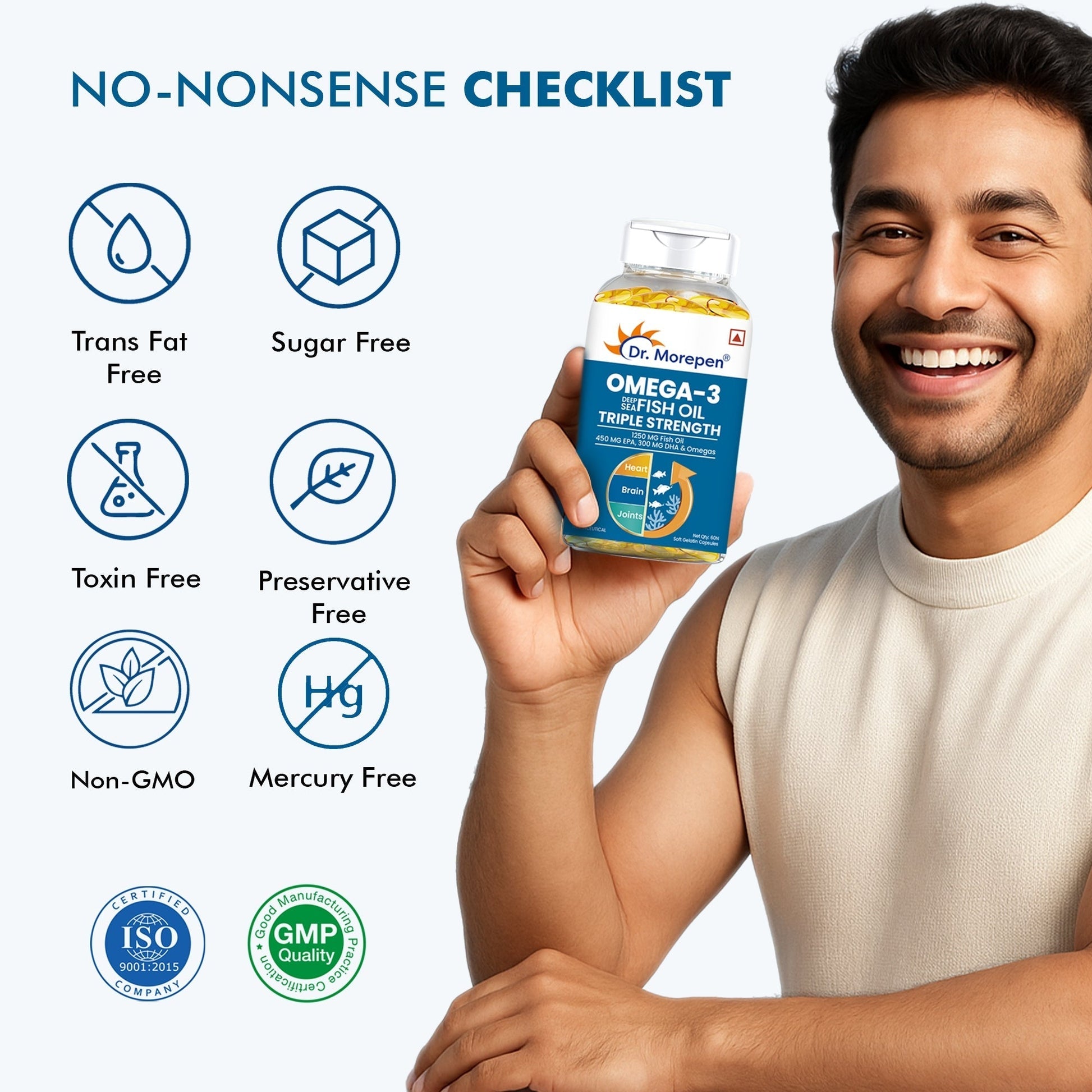 Dr Morpen Omega-3 1250Mg Deep Sea Fish Oil Triple Strength Softgel Capsules 