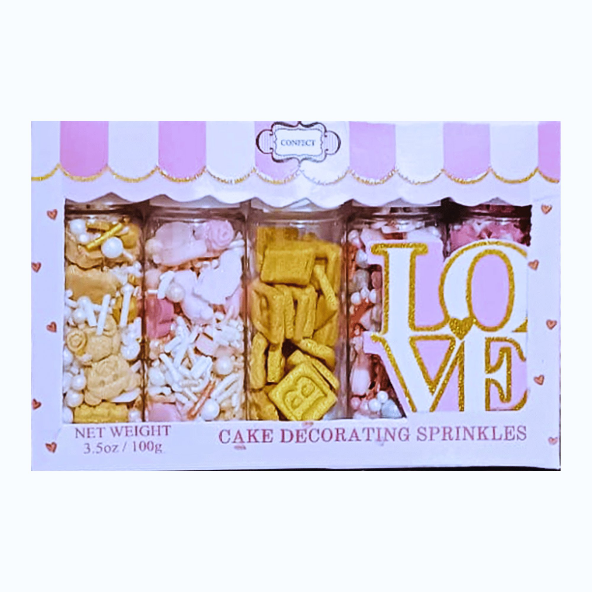 Confect Girls Baby Shower Sprinkles | Edible Sprinkles | Mix Silver, Gold & Blush pink Sprinkles