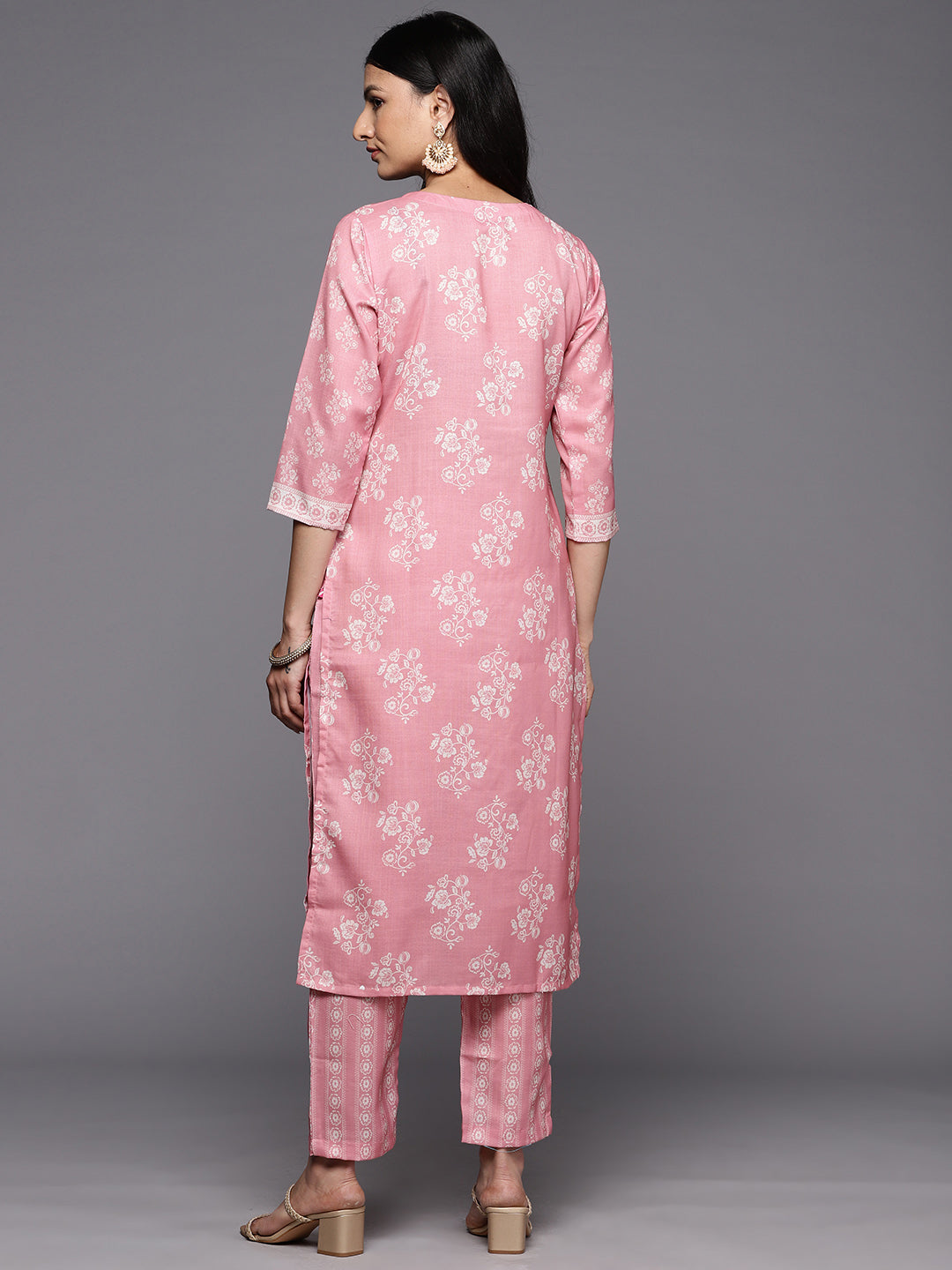 KSUT (House of Varanga) Pink Digital Printed Kurta Paired With Printed Straight Trouser