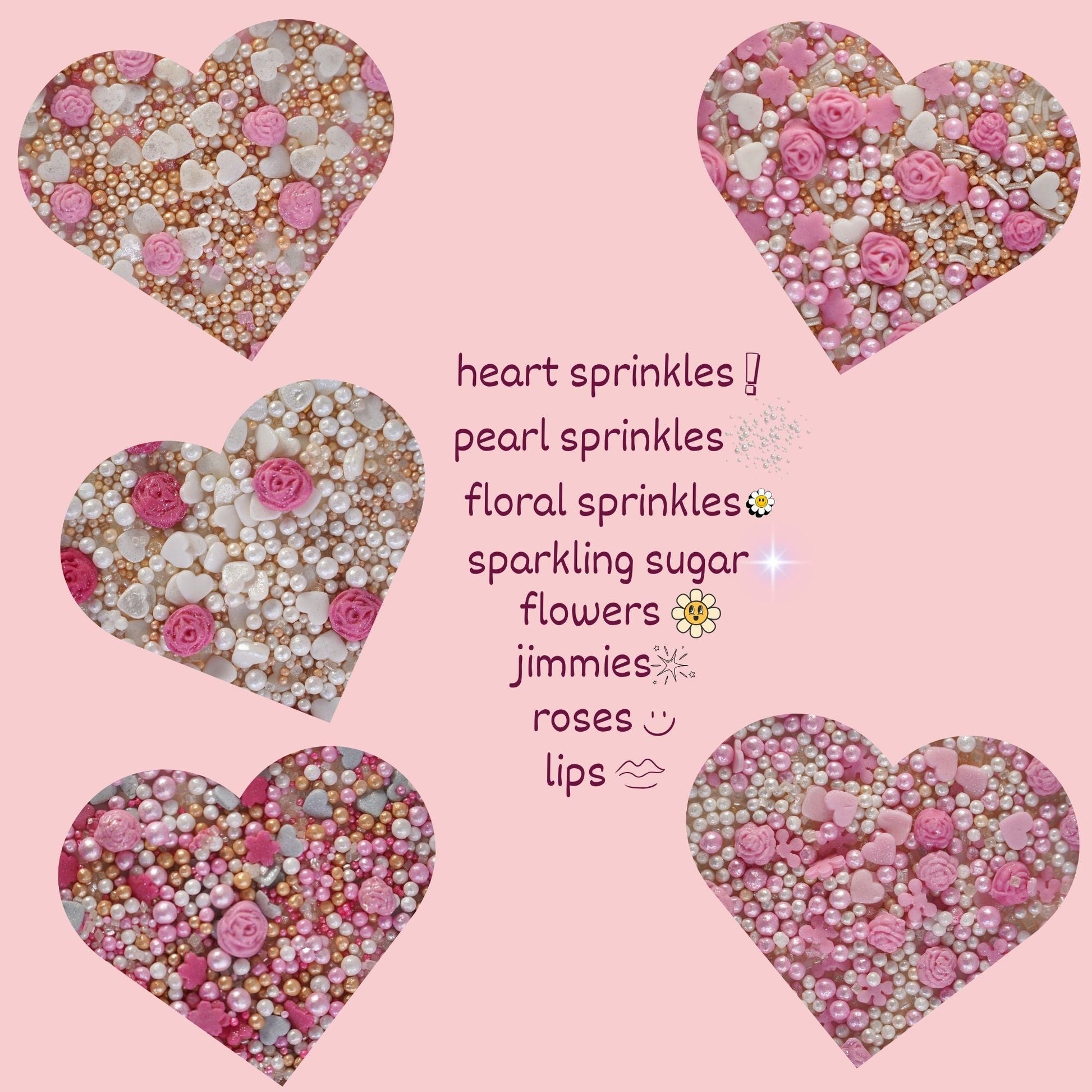 Confect Silver Hearts & White Pearls | Edible Mother's Day Sprinkles