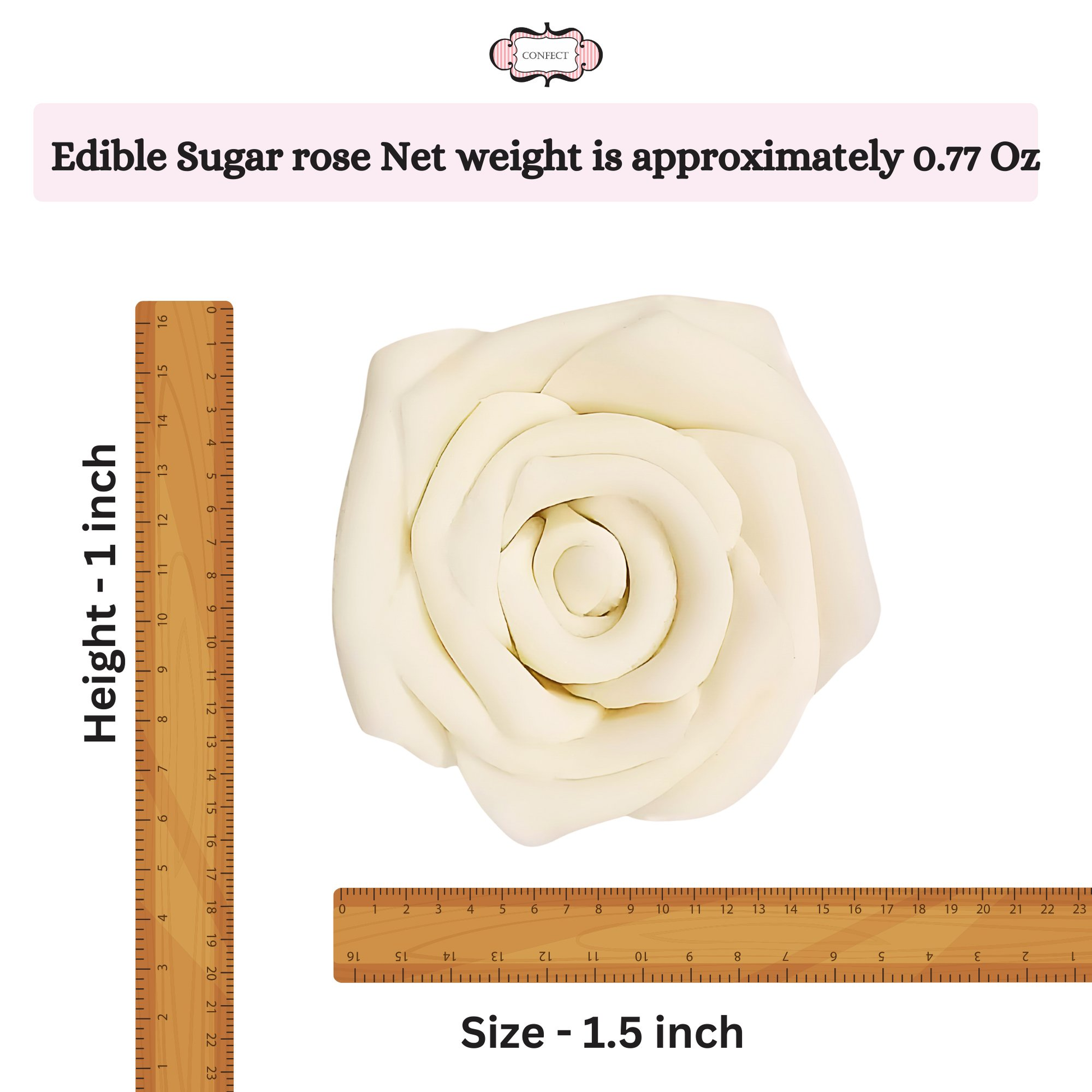 Confect Classic Pearl Ivory | Edible Sugar Roses Topper