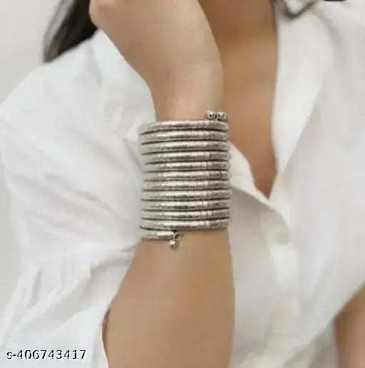 Tehzeeb Creations Women's Silver Colour Viral Spiral Bangle For Girl And Women | Grab2Buy