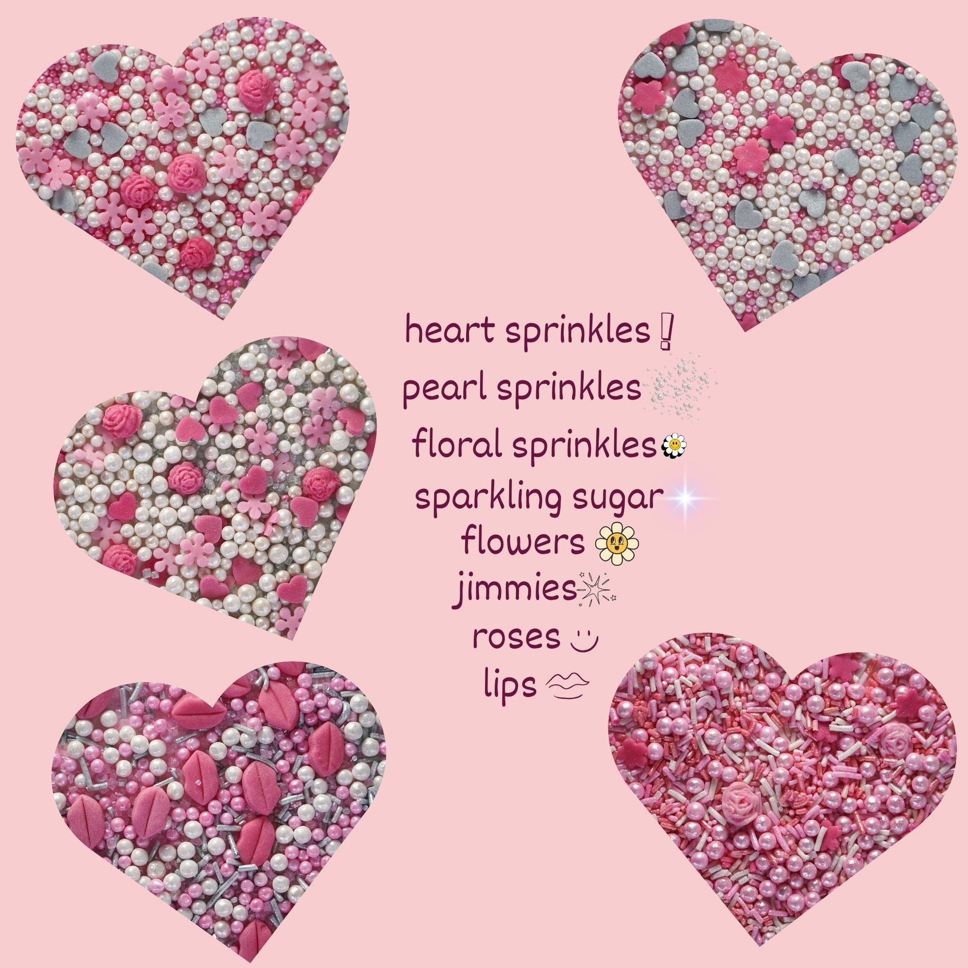 Confect Silver Hearts & White Pearls | Edible Mother's Day Sprinkles