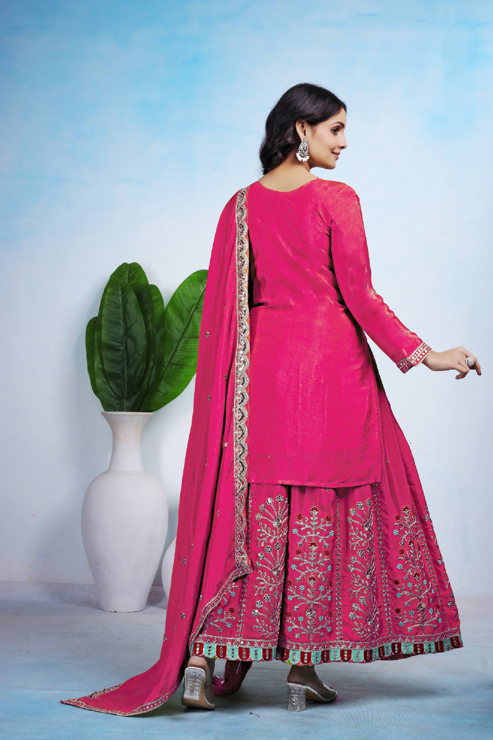 Yash Enterprise Pink Chinon Silk Party Wear Embroidery Suit Set  Grab2Buy Yash Enterprise Grab2Buy