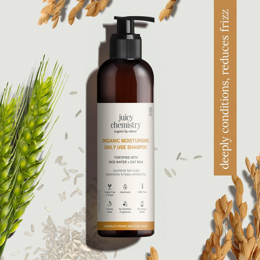 Certified Organic Moisturising Daily Use Shampoo Fortified with Rice Water + Oat Milk 
