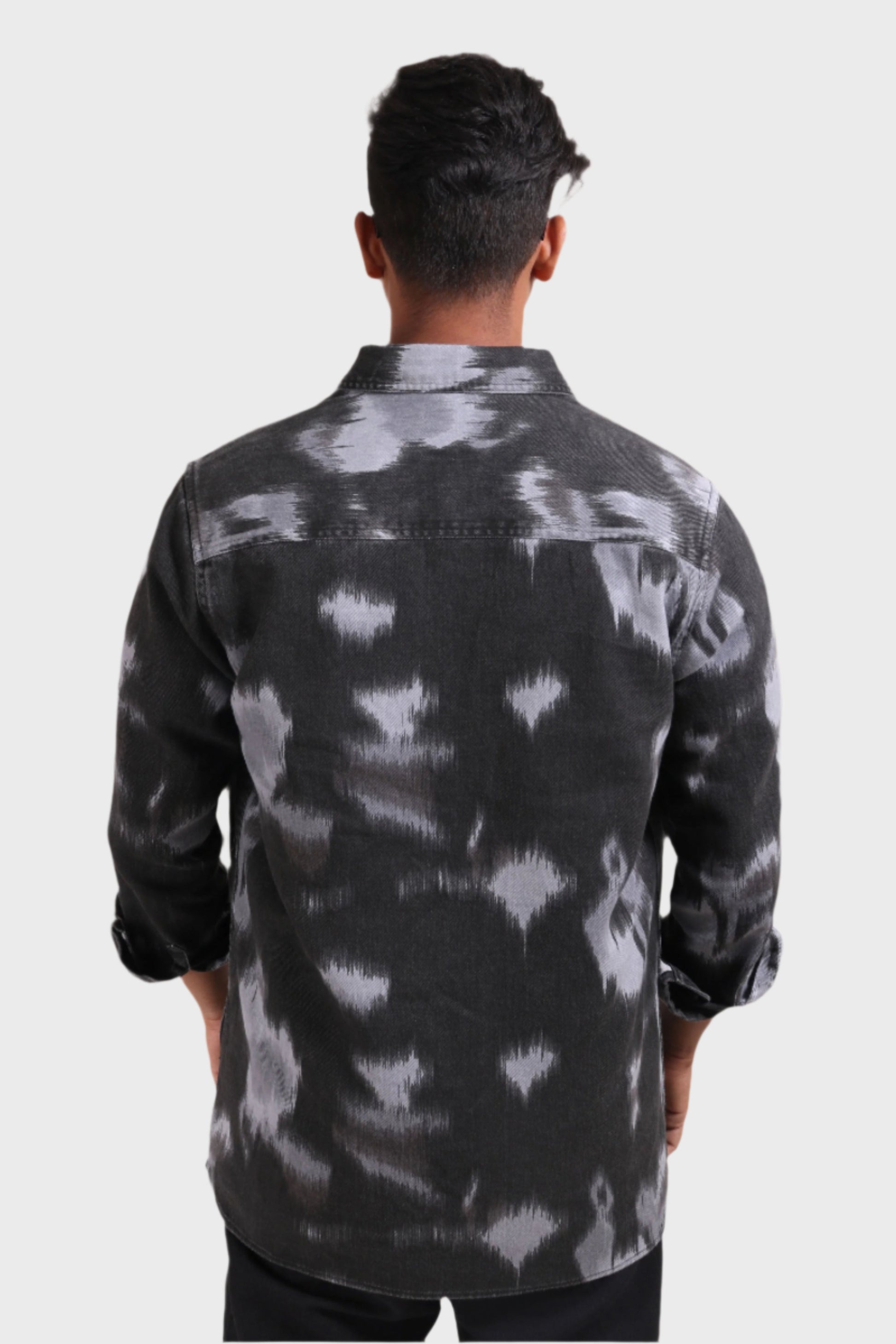 Xkind Light Blue Printed Denim Shacket  Grab2Buy Xkind Grab2Buy