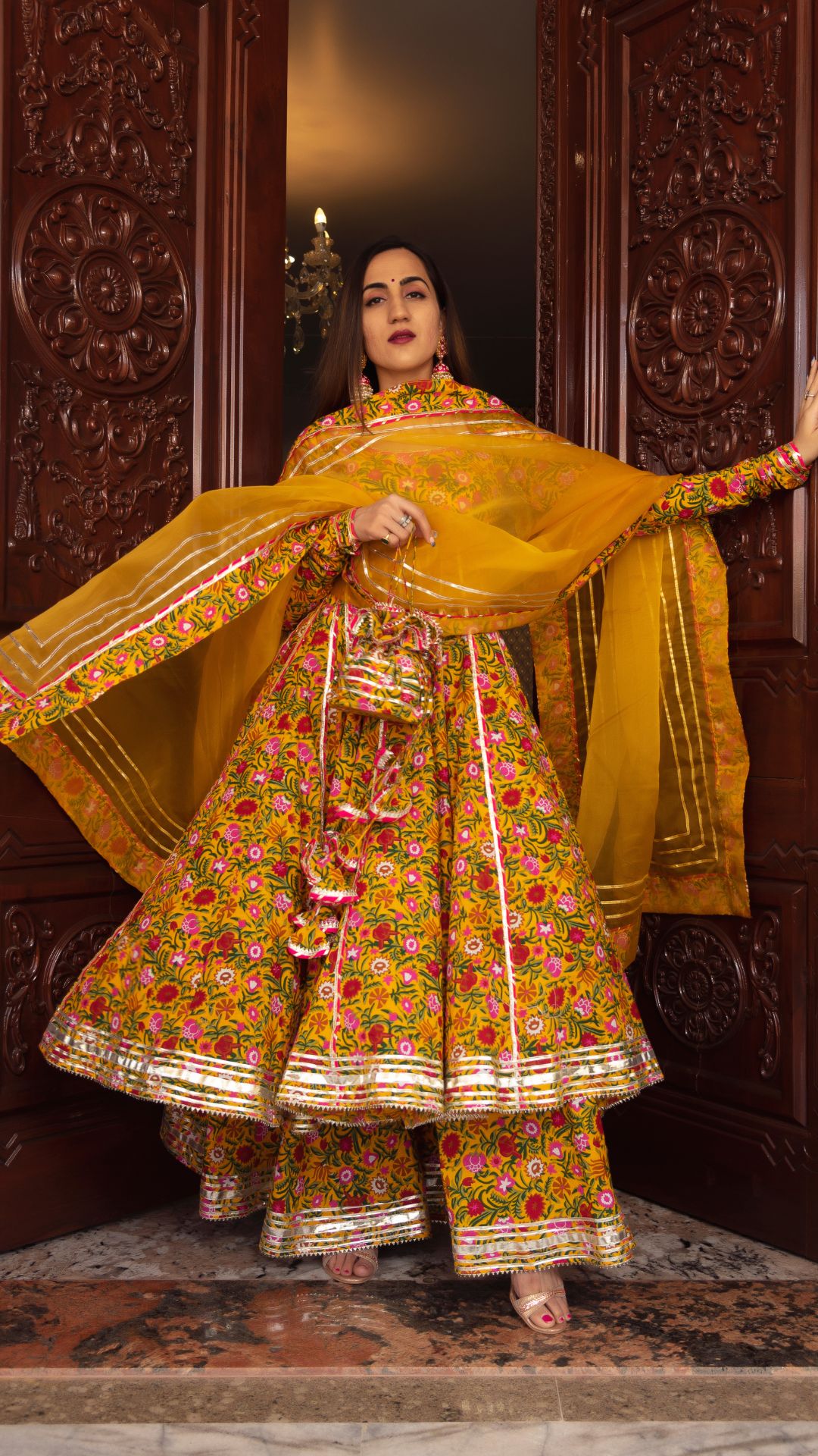 Pomcha Jaipur Mastani Cotton Anarkali Plazo Set 