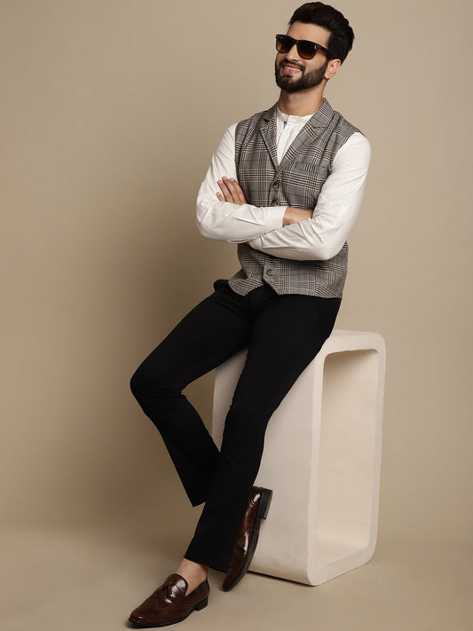 Even Apparels Men's Brown Waistcoat with Notched Lapel - Grab2buy