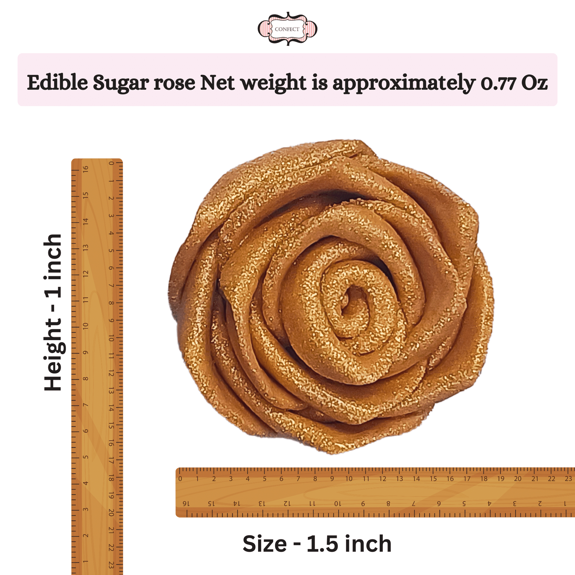 Confect Copper | Edible Metallic Sugar Roses Topper