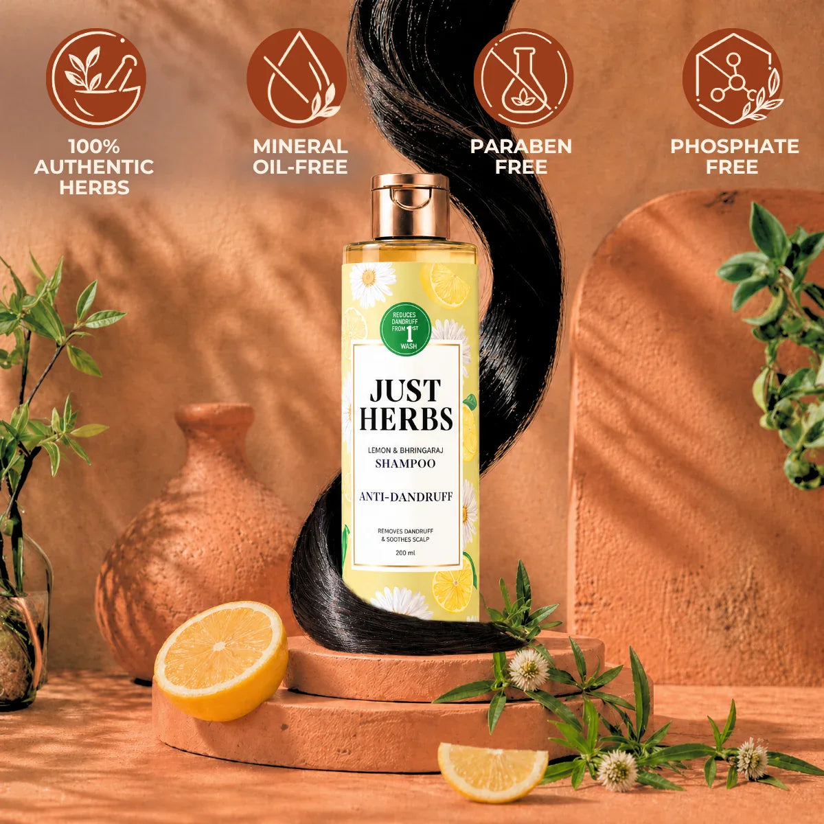 Anti Dandruff Shampoo | Lemon, Bhringraj & 12 Herbs 