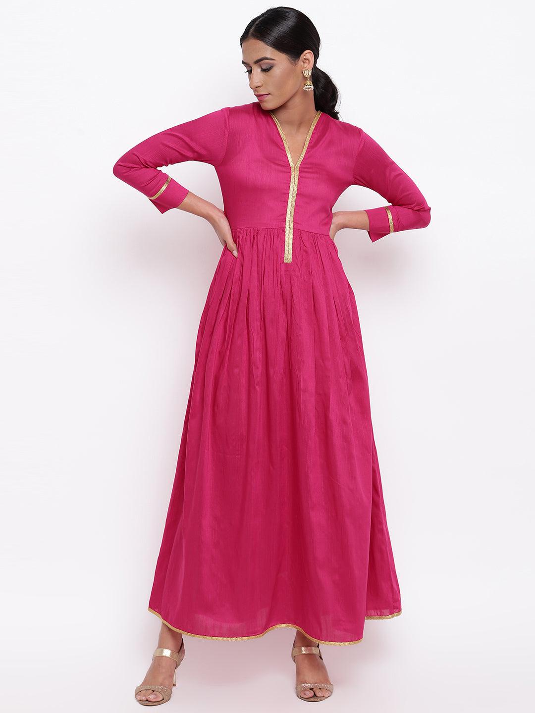 trueBrowns Pink Gold Lace Dress 