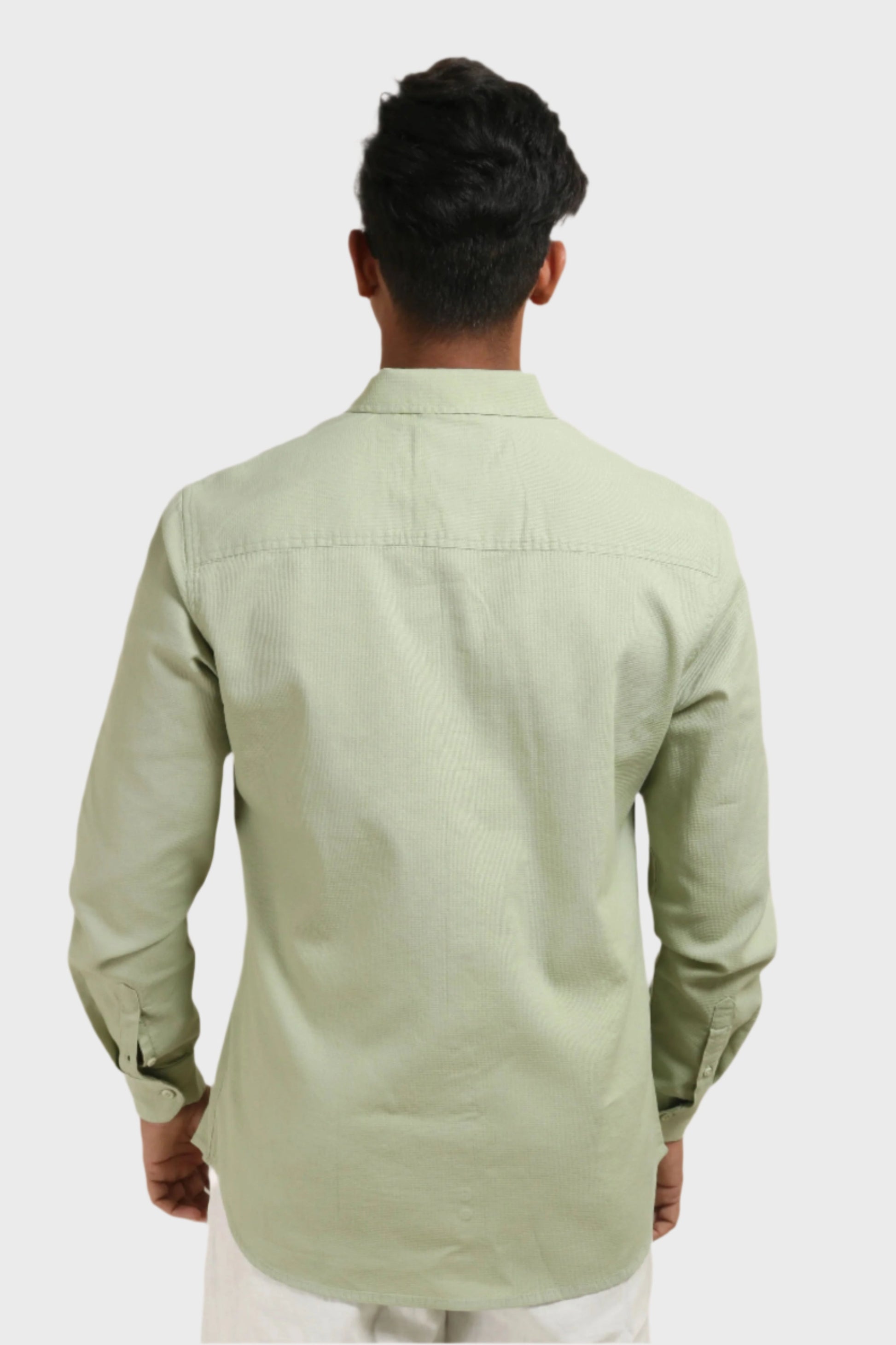Xkind Pista Green Textured Slim Fit Shirt  Grab2Buy Xkind Grab2Buy
