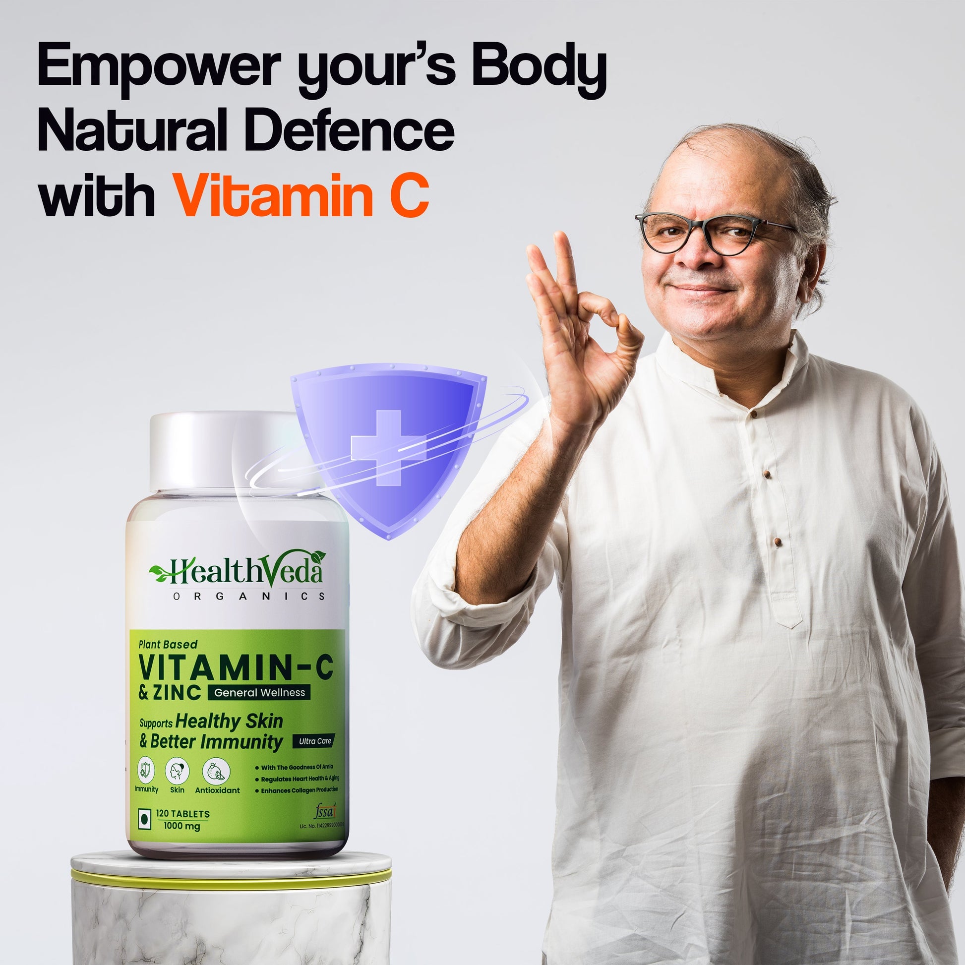 Health Veda Organics Natural Vitamin C Tablets For Skin & Health 