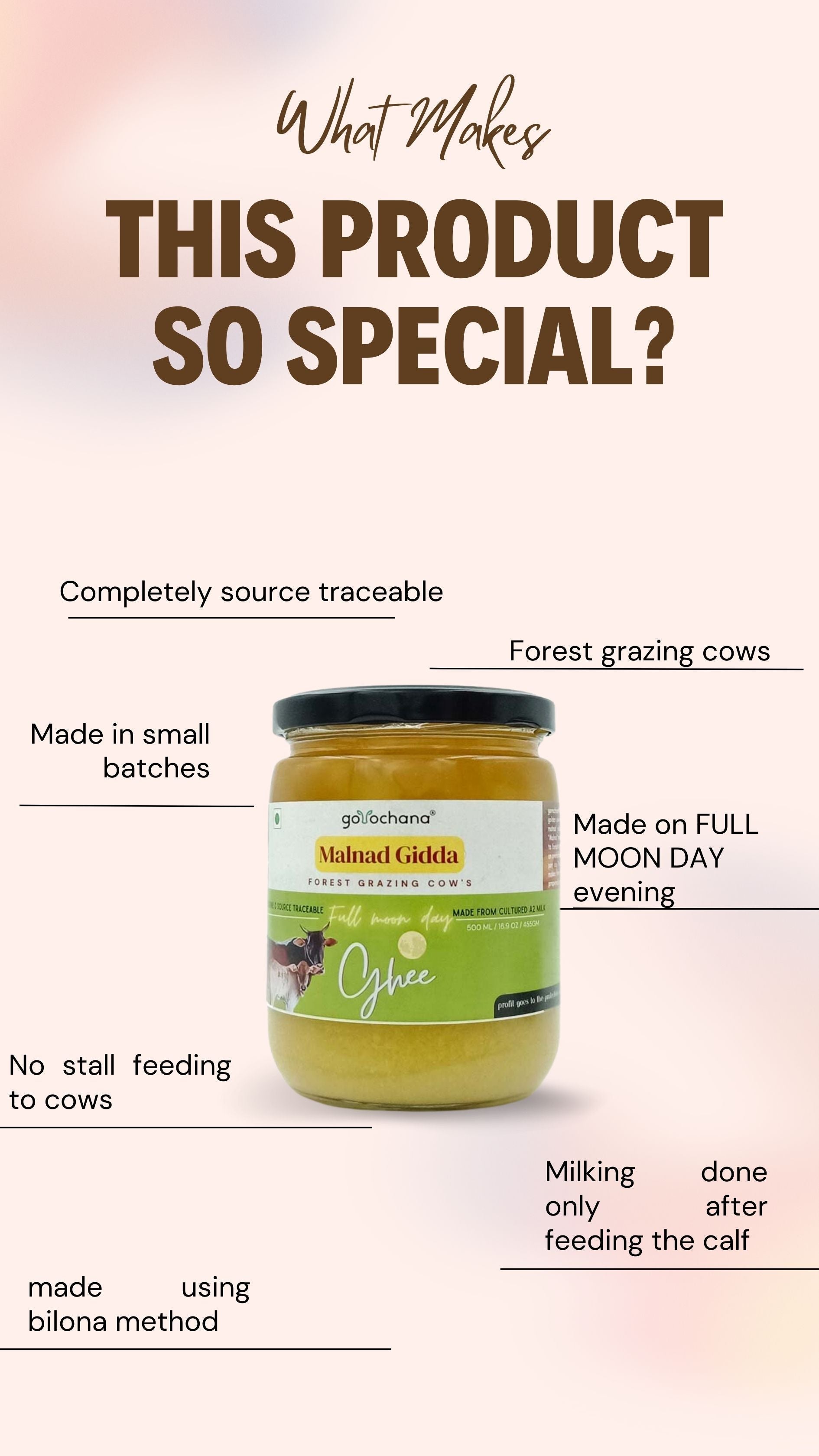 Gorochana 100% Source Traceable Desi Malnad Gidda A2 Full Moon Day Bilona Cow Ghee | Pure Ghee | Organic Ghee 