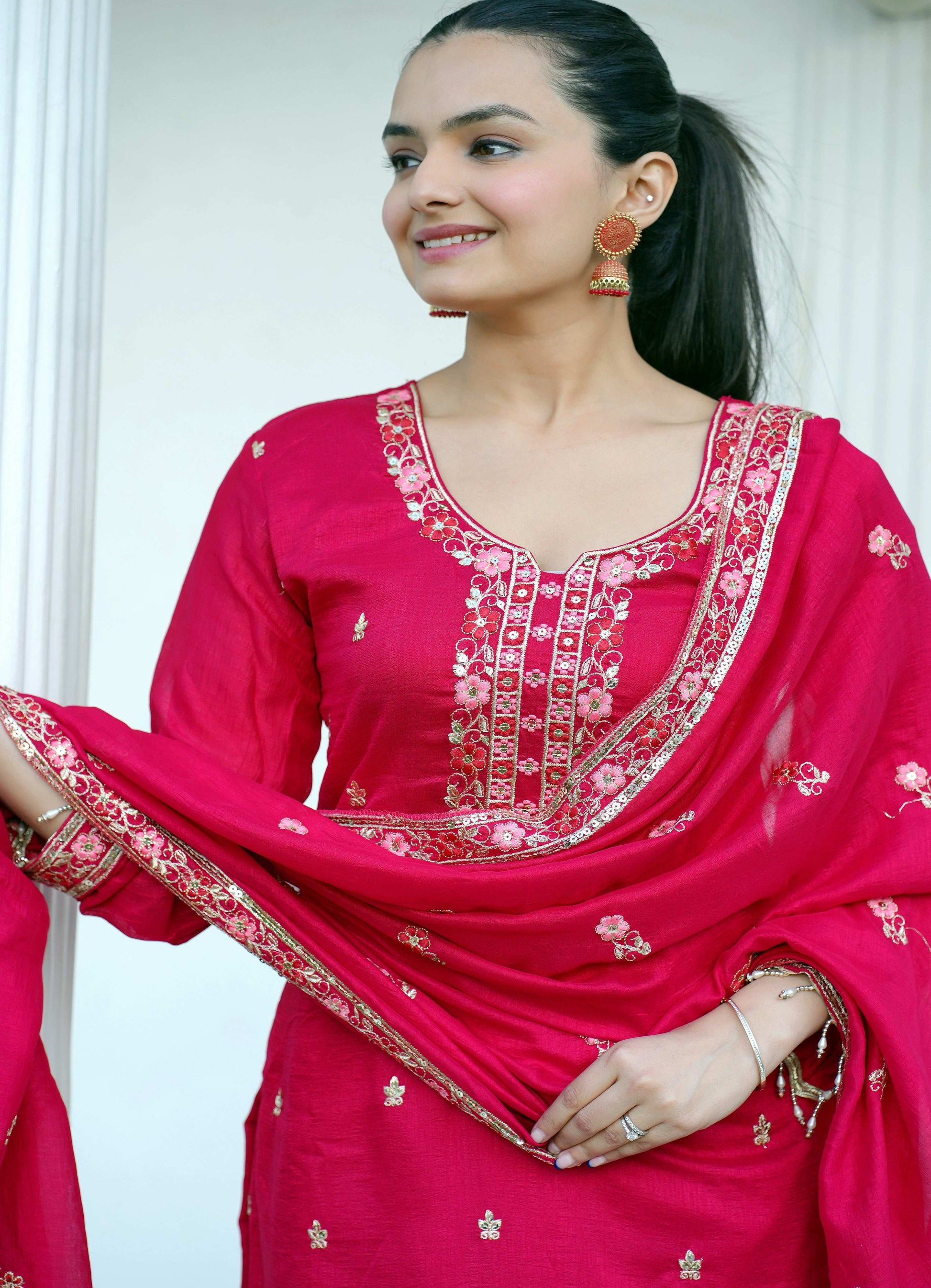 Yash Enterprise Pink Vichitra Silk Party Wear Embroidery Suit Set  Grab2Buy Yash Enterprise Grab2Buy