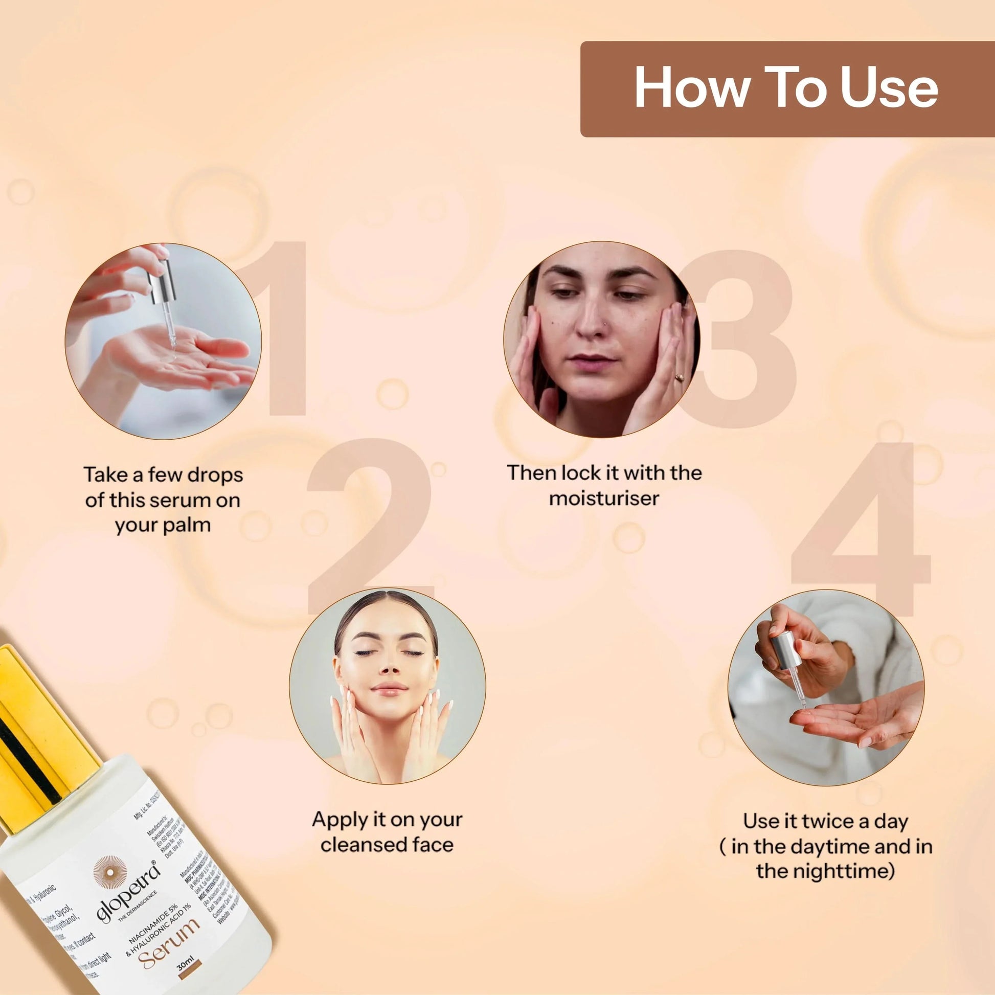 Glopetra Niacinamide & Hyaluronic Acid Serum For Acne & Dark Spots