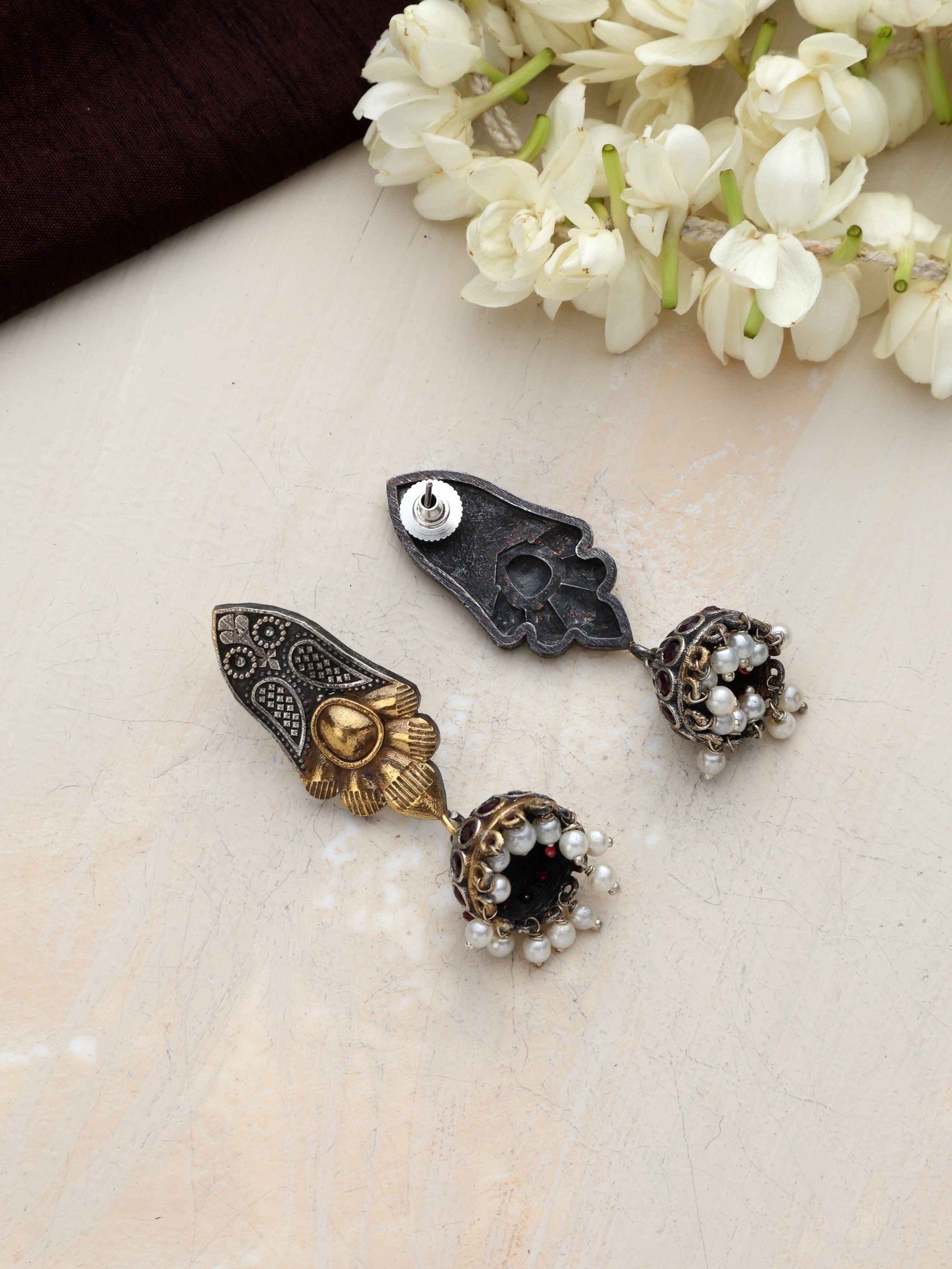 trueBrowns Silver Gold Tone Jhumka Earrings Truebrowns Lifestyle