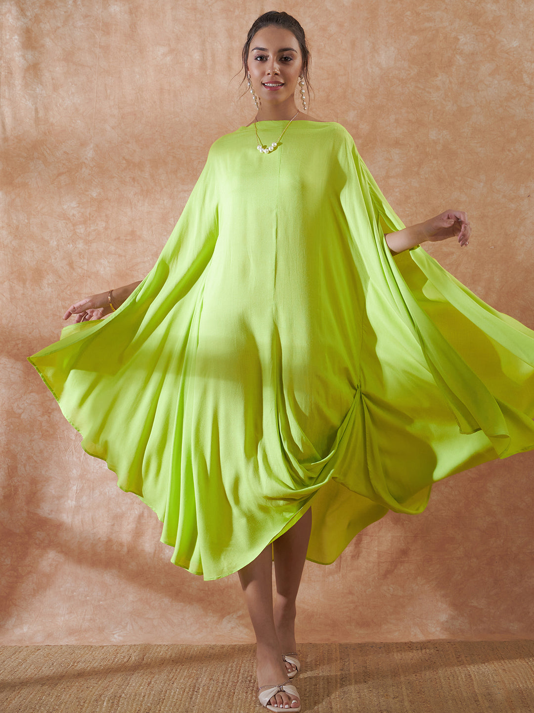 InWeave Lime Green Rayon Cowel Style Kaftan 
