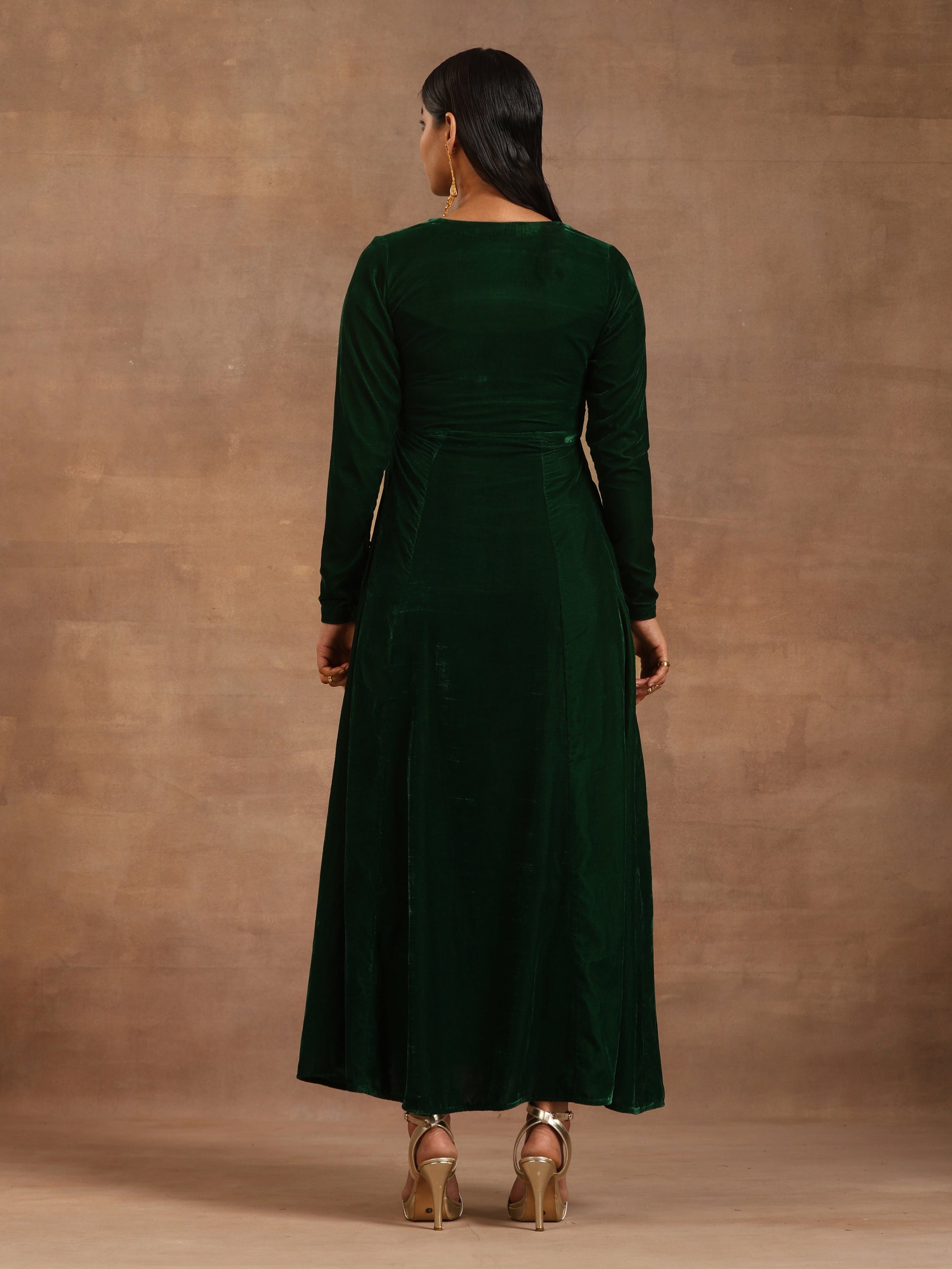 trueBrowns Green Velvet Dress 