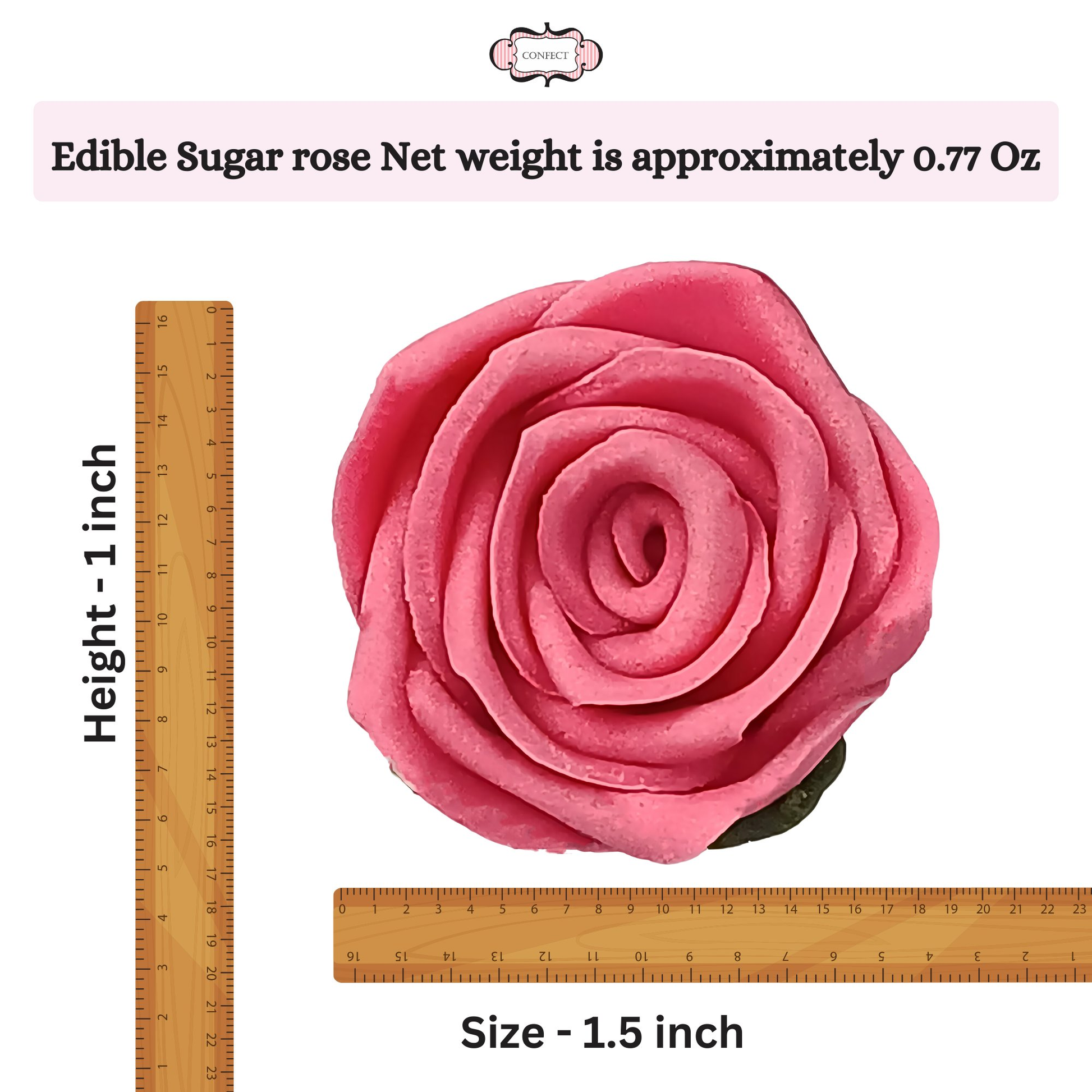 Confect Flamingo Rose Pink | Edible Sugar Roses Topper