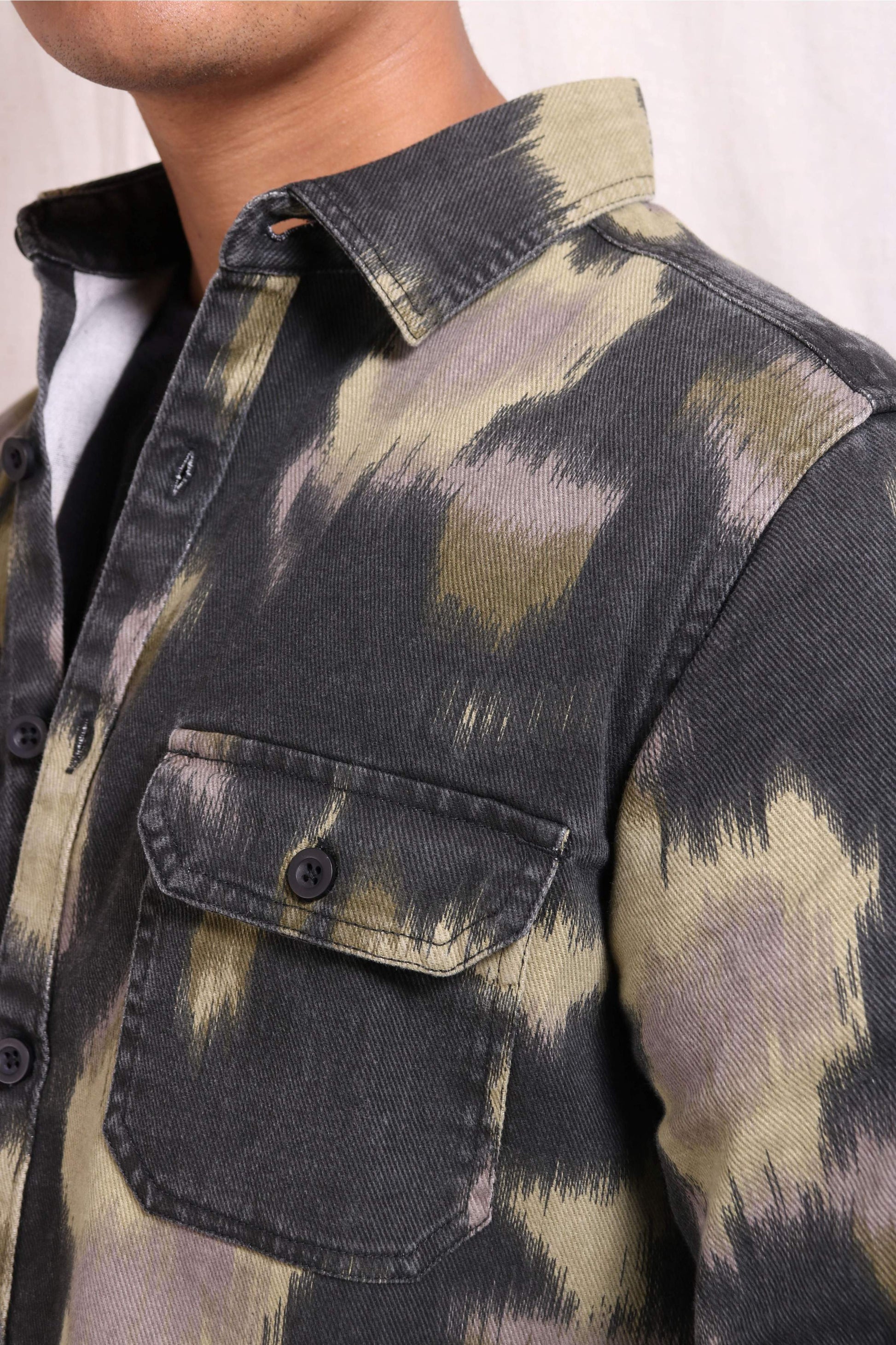 Xkind Light Green Printed Denim Shacket  Grab2Buy Xkind Grab2Buy