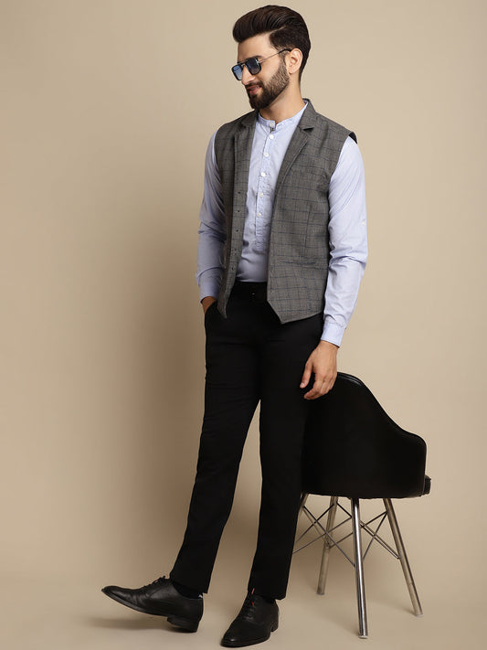 Even Apparels Men's Grey Waistcoat with Notched Lapel - Grab2buy