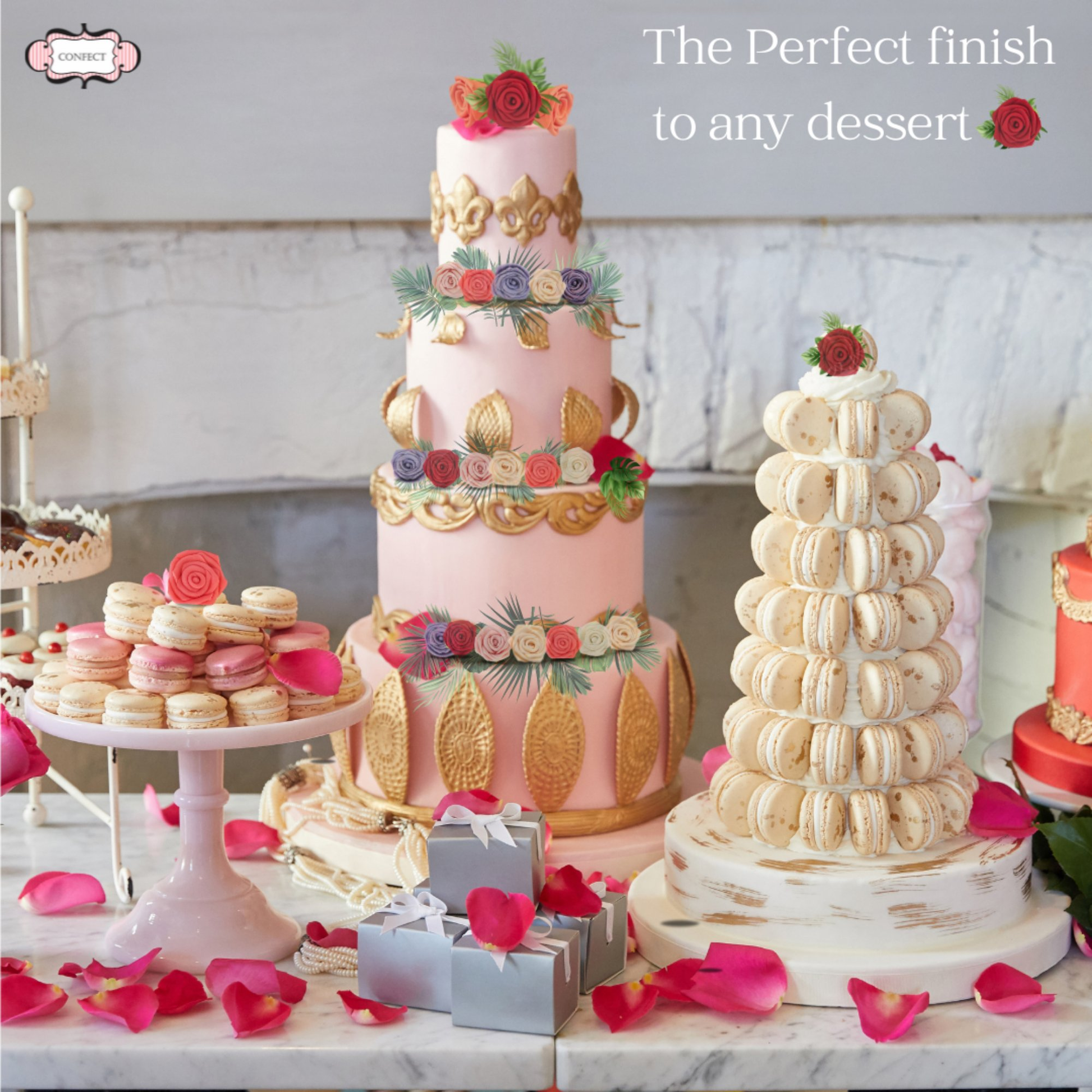 Confect Rich Deep Burgundy Rose | Edible Sugar Roses Topper
