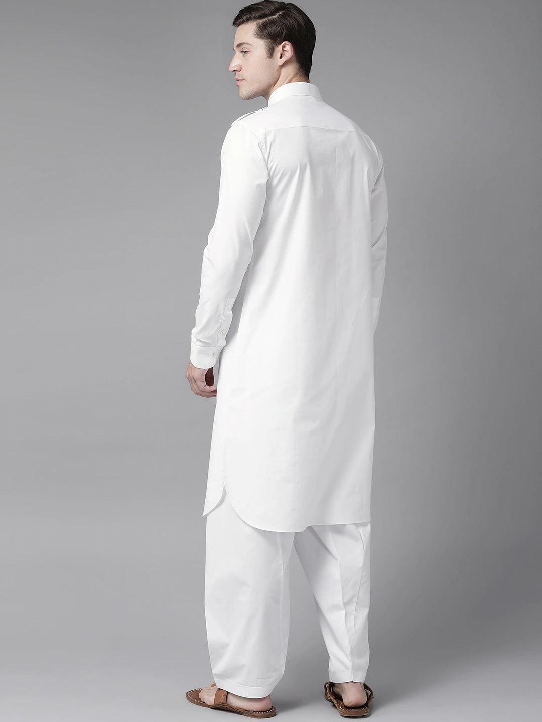 Fabmade White Pathani Suit