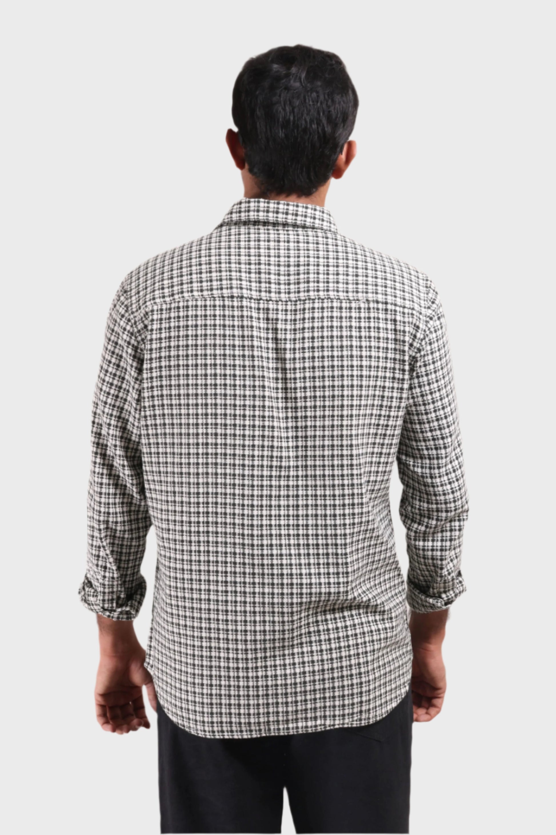 Xkind White Textured Checks Overshirt/ Shirt 