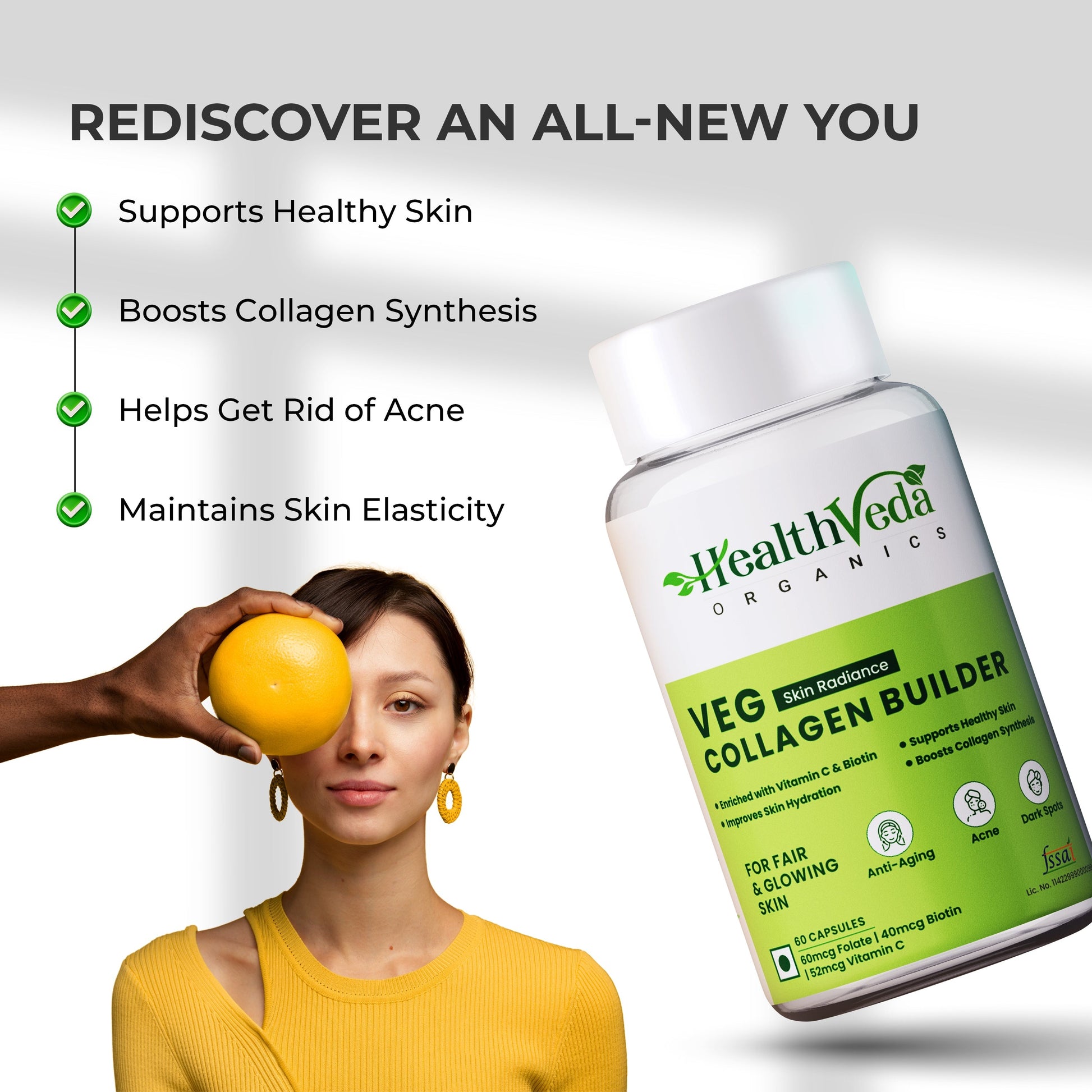 Health Veda Organics Plant Based Skin Radiance Collagen Builder Capsules Health Veda Organics