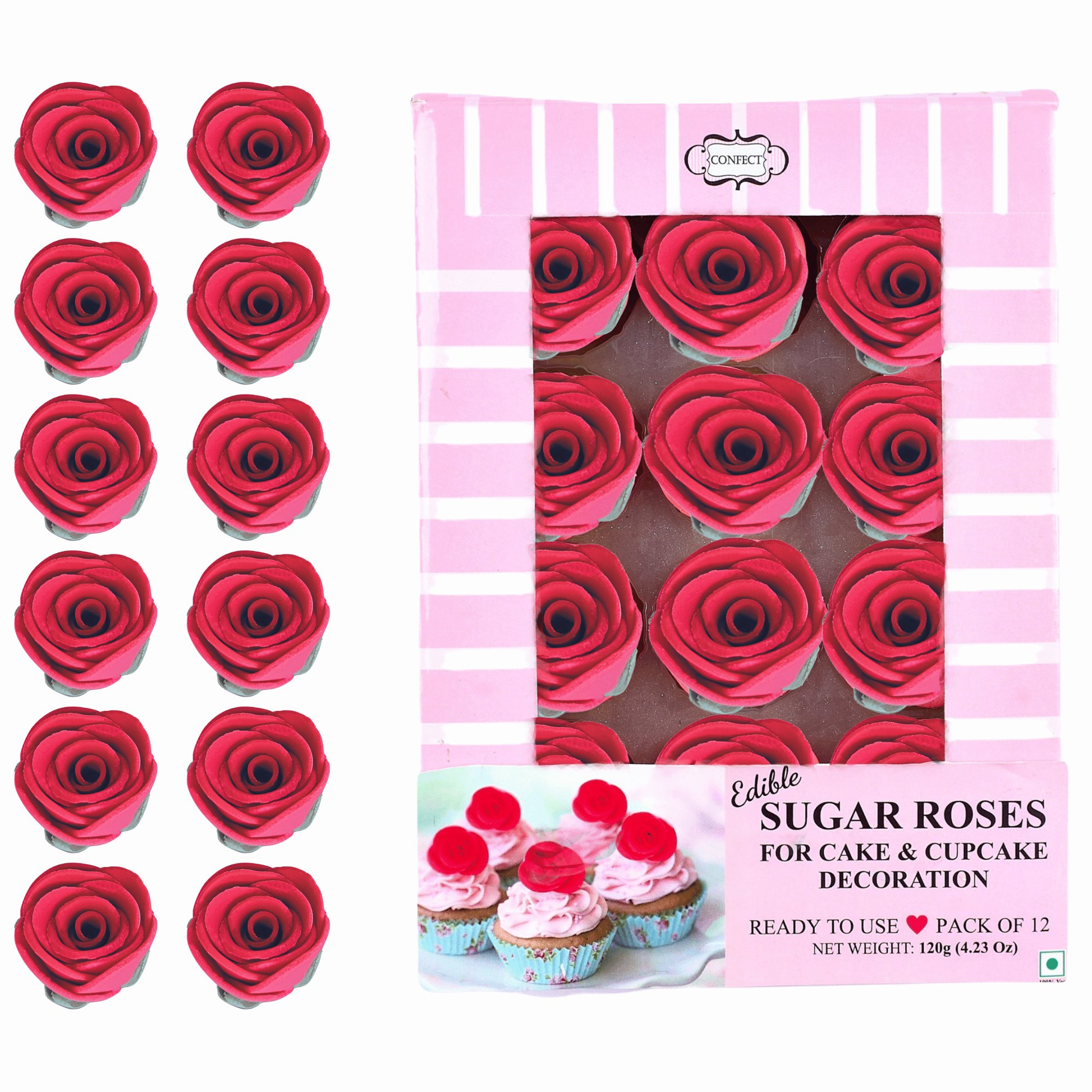 Confect Crimson Pink | Edible Sugar Roses Topper