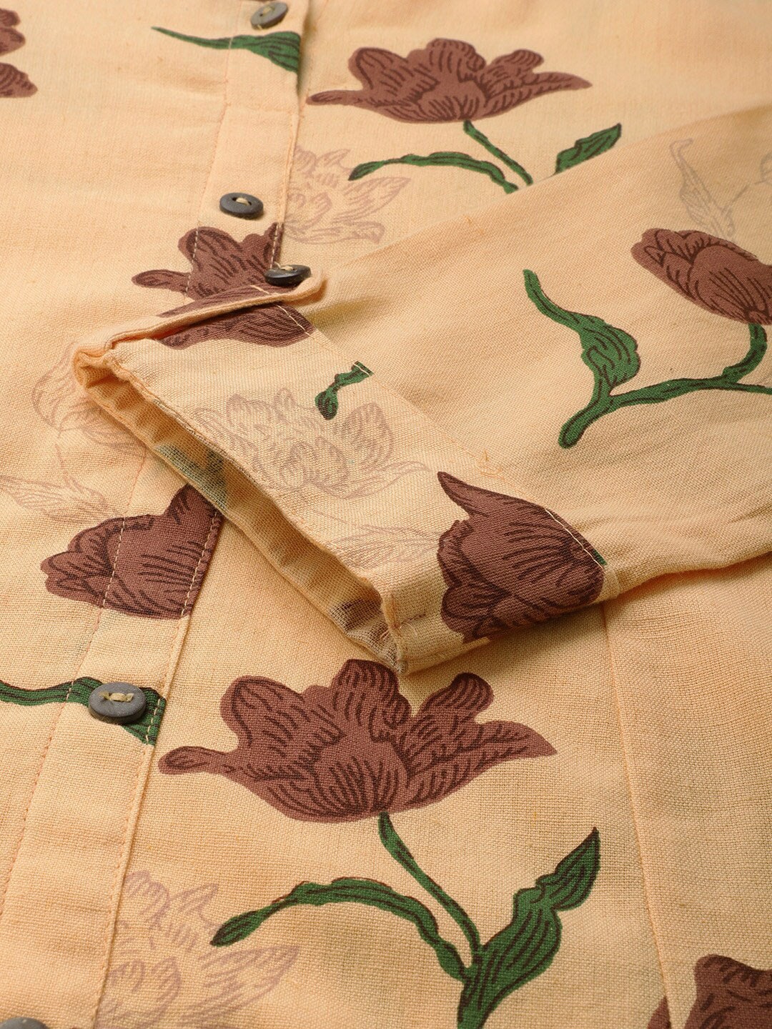 HERE&NOW Women Orange & Brown Floral Printed A-Line Kurta