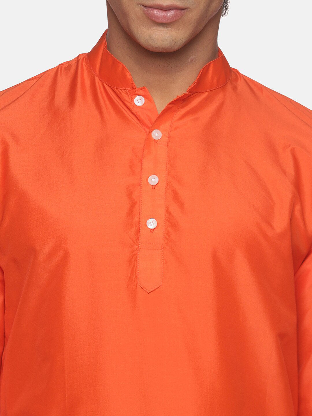 Sethukrishna Men Orange Kurti with Pyjamas
