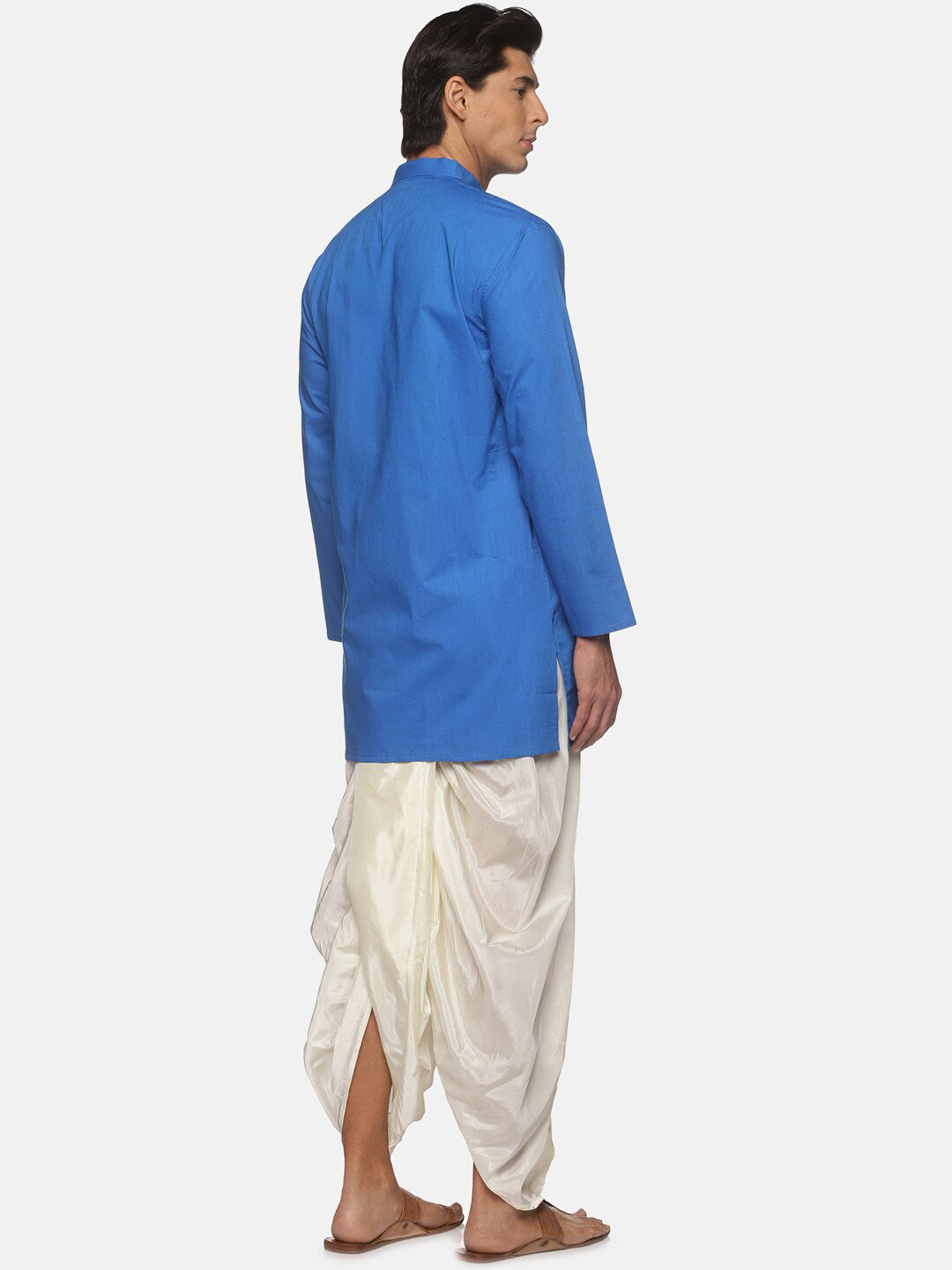 Sethukrishna Men Blue Pure Cotton Kurta with Dhoti Pants