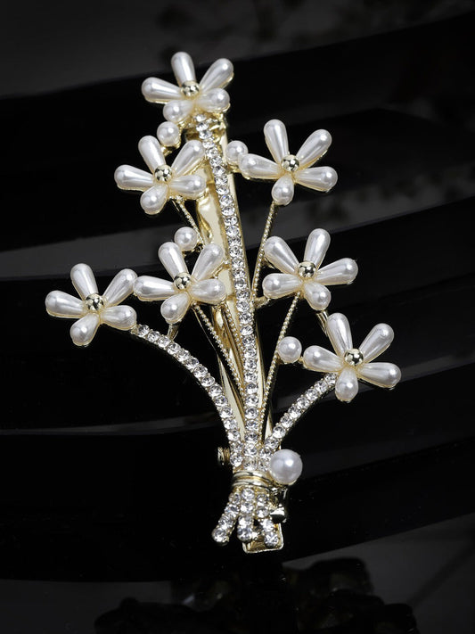 Panash Women Gold-Toned Embellished Alligator Hair Clip - Grab2buy