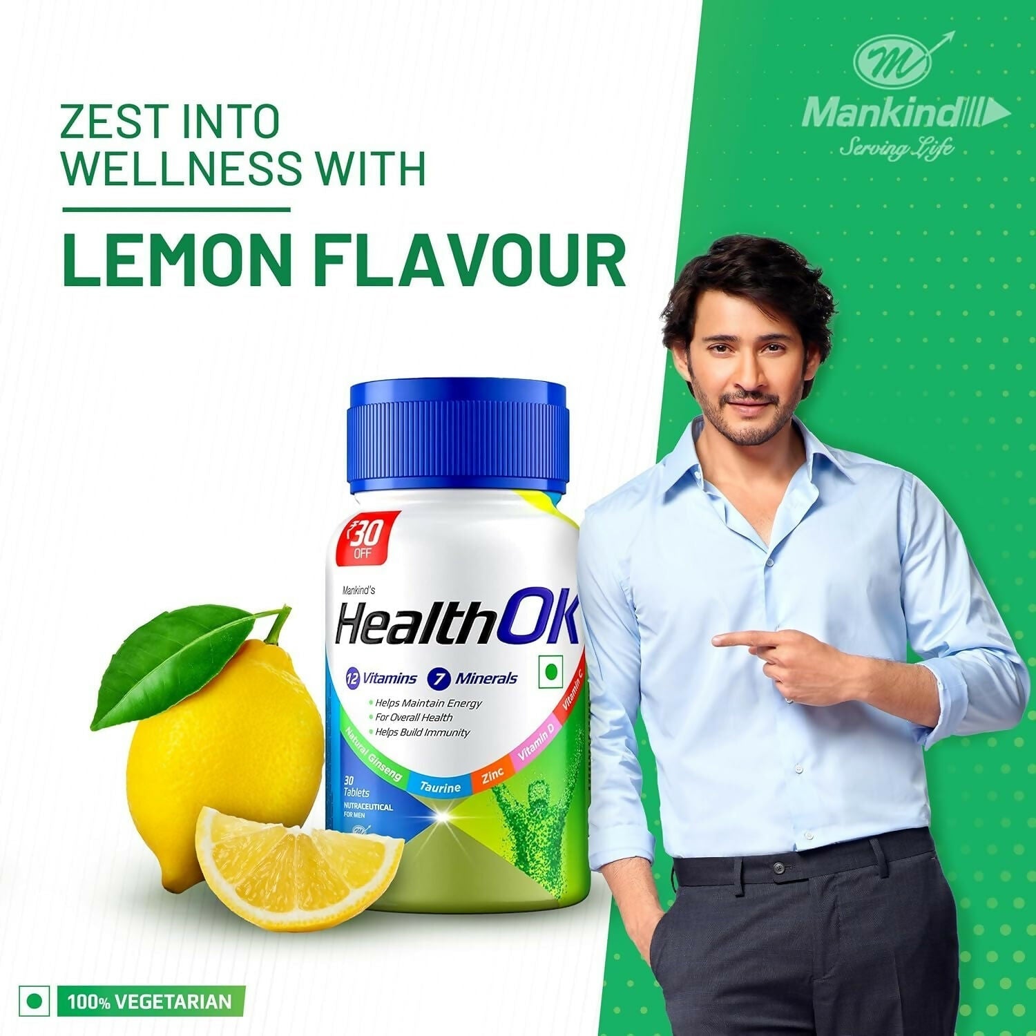 Health OK Multivitamin Tablets For Daily Energy, Vitamin D, C & Overall Health Genie India